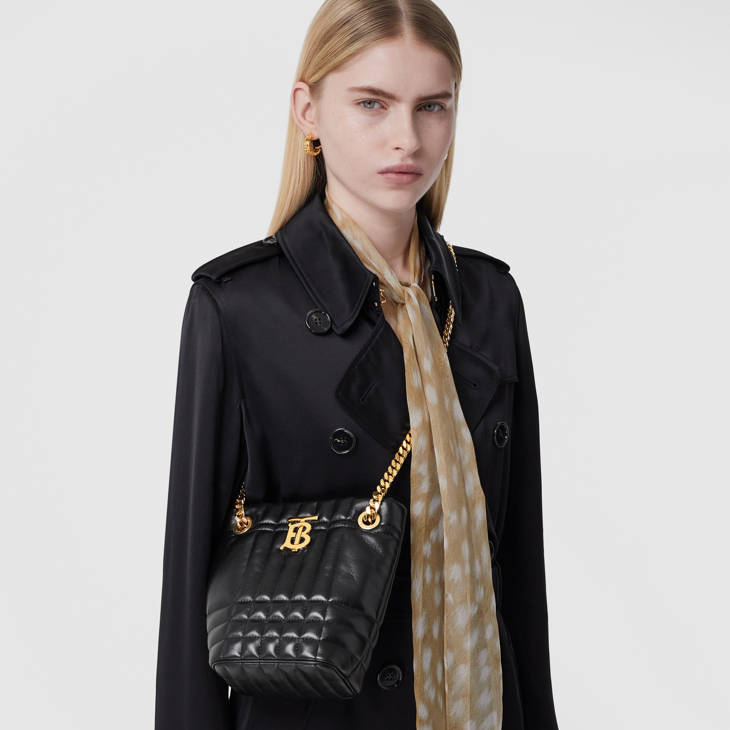 Mini Quilted Lambskin Lola Bucket Bag in Black - Women | Burberry® Official - 3