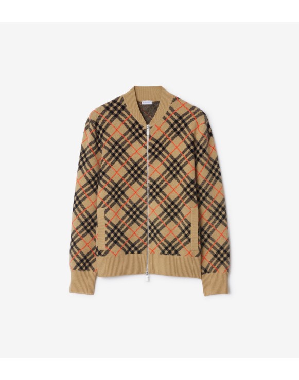 Bomber in cashmere Check