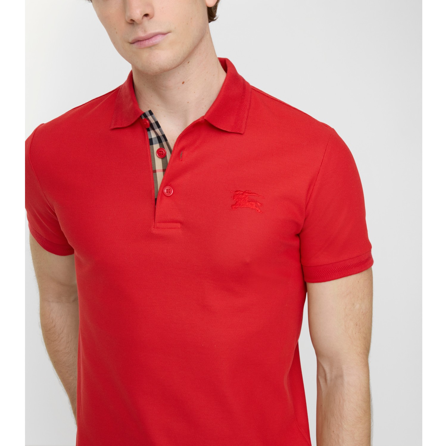 Cotton Polo Shirt in Currant red - Men | Burberry® Official