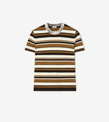 Striped Wool Blend T-shirt in Brown - Men | Burberry® Official