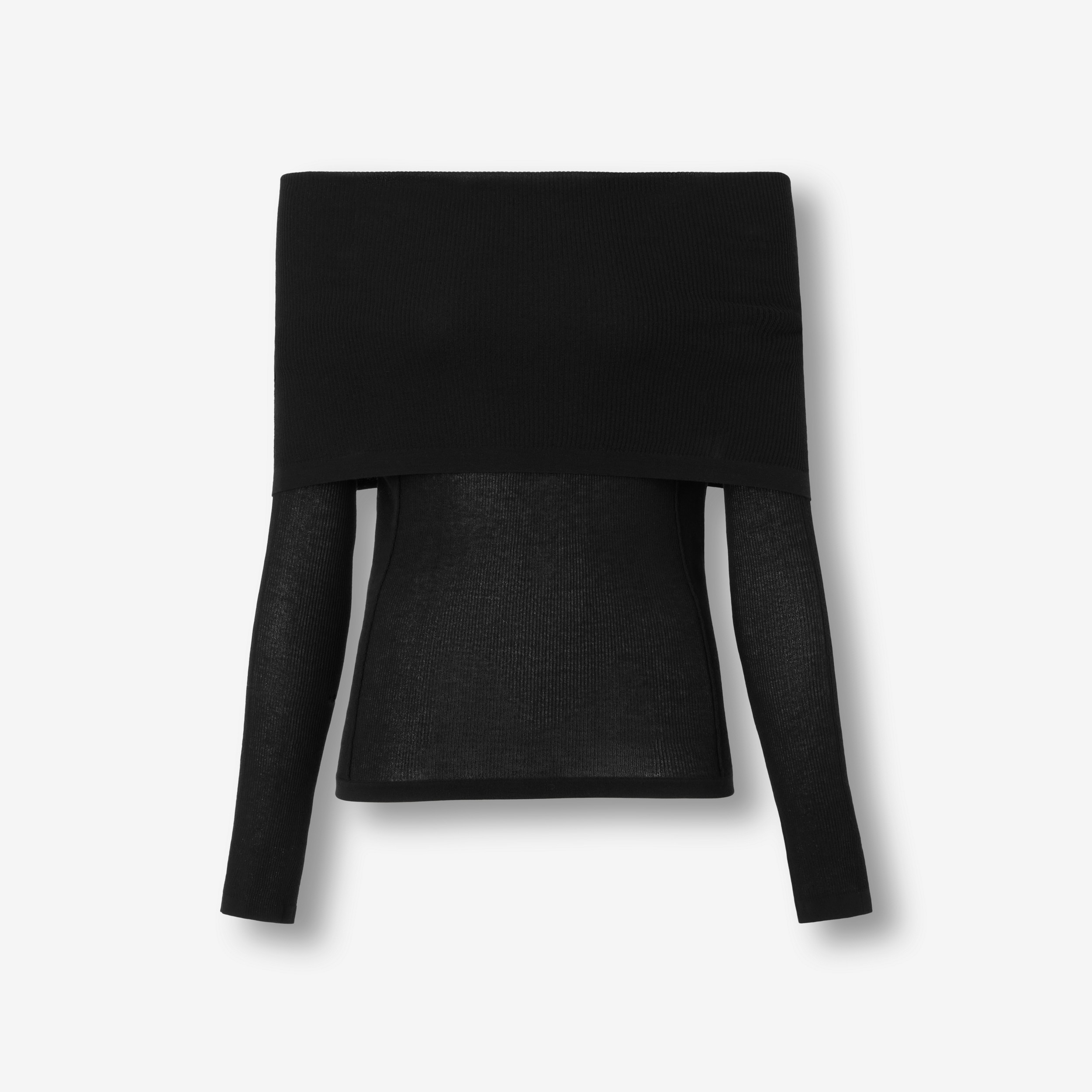 Haut en maille de coton technique côtelée (Noir) - Femme | Site officiel Burberry® - 1
