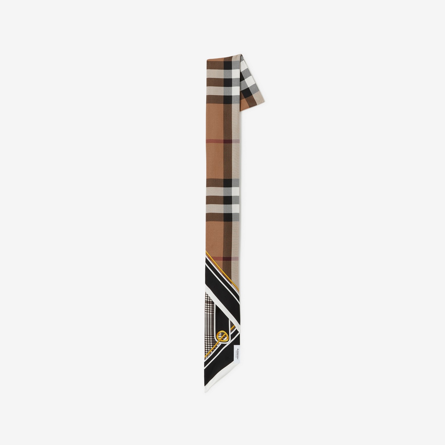 Check Print Silk Skinny Scarf in Black | Burberry® Official