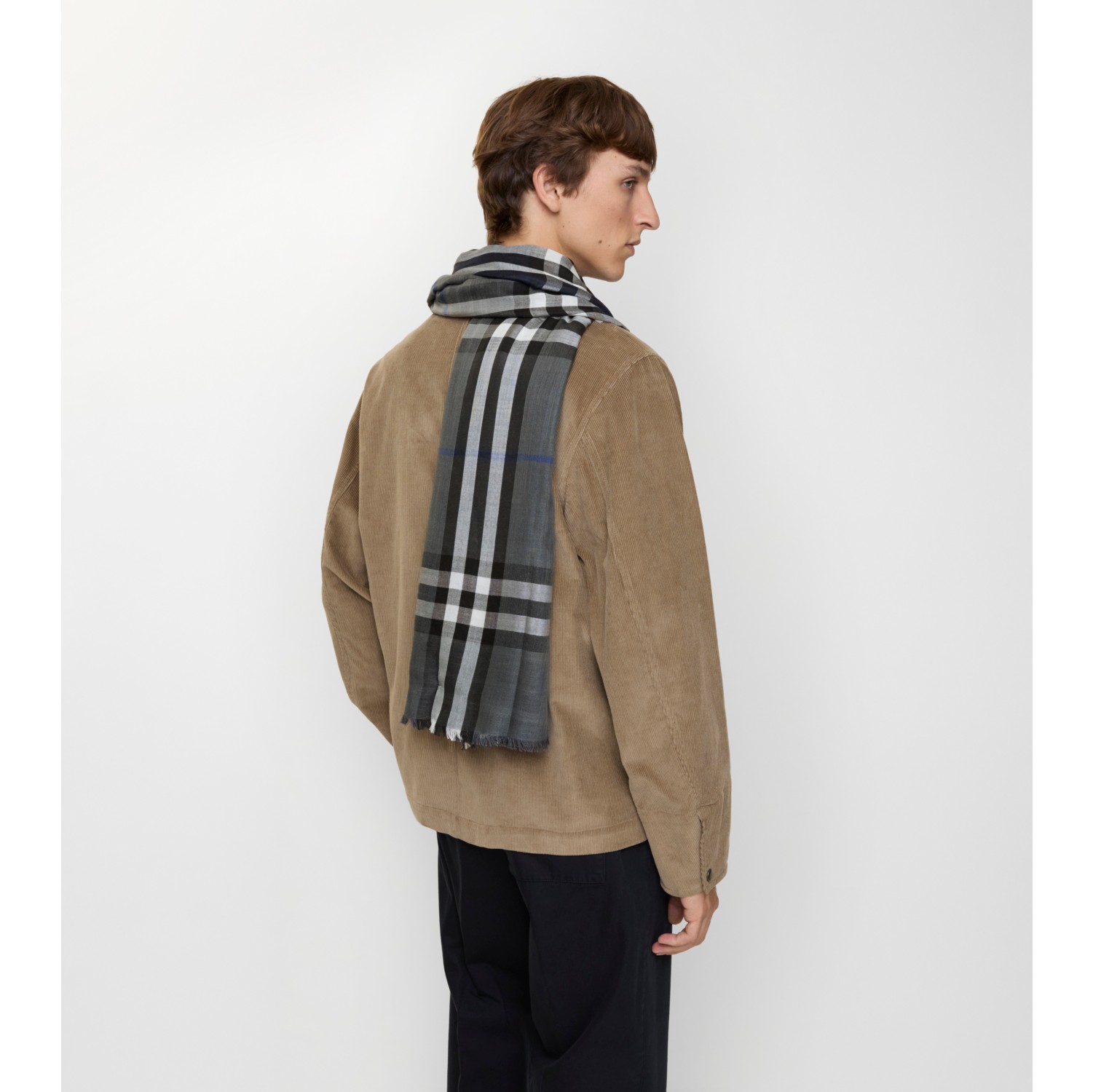 Reversible Check Wool Silk Scarf