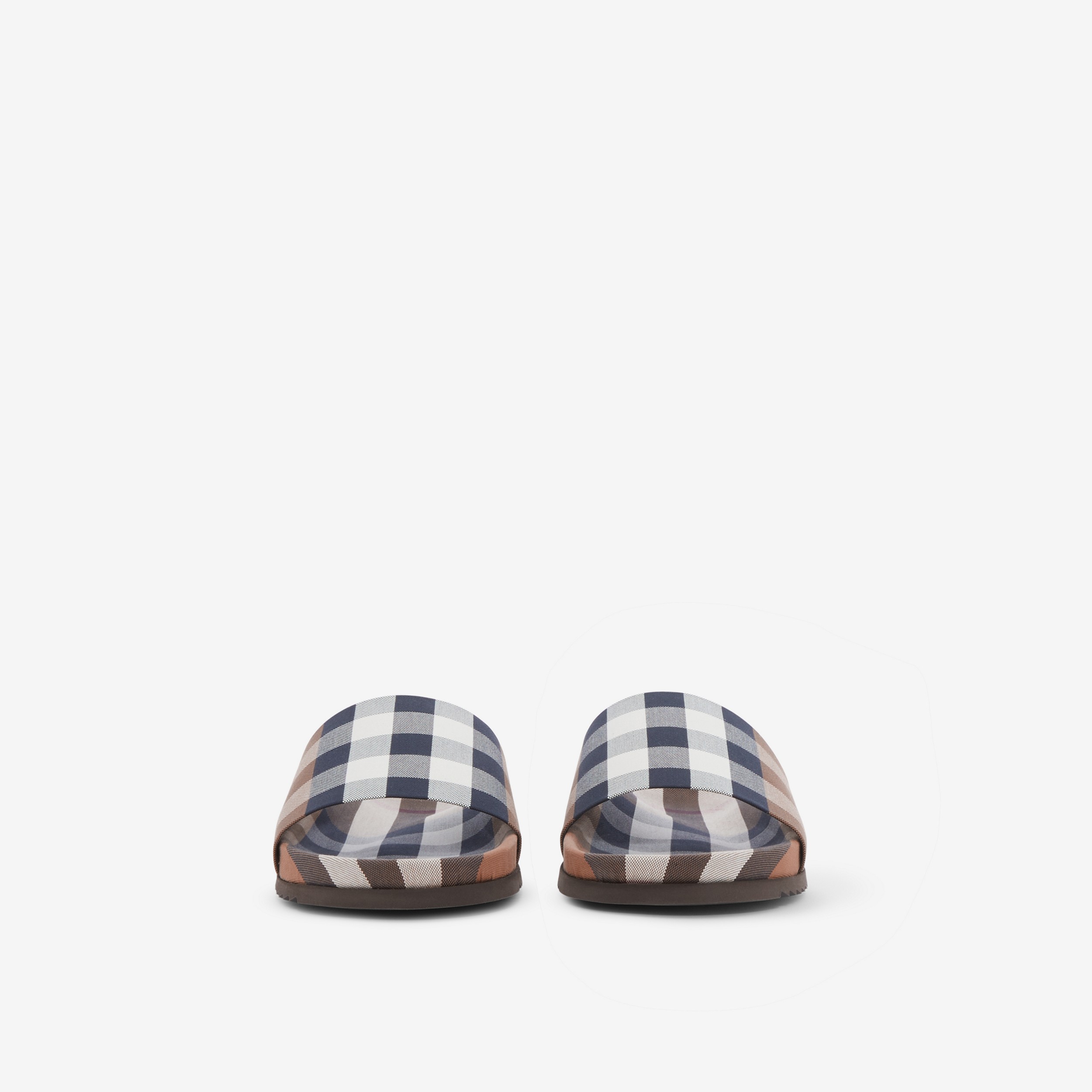 Check Cotton Slides in Birch Brown - Men | Burberry® Official - 2
