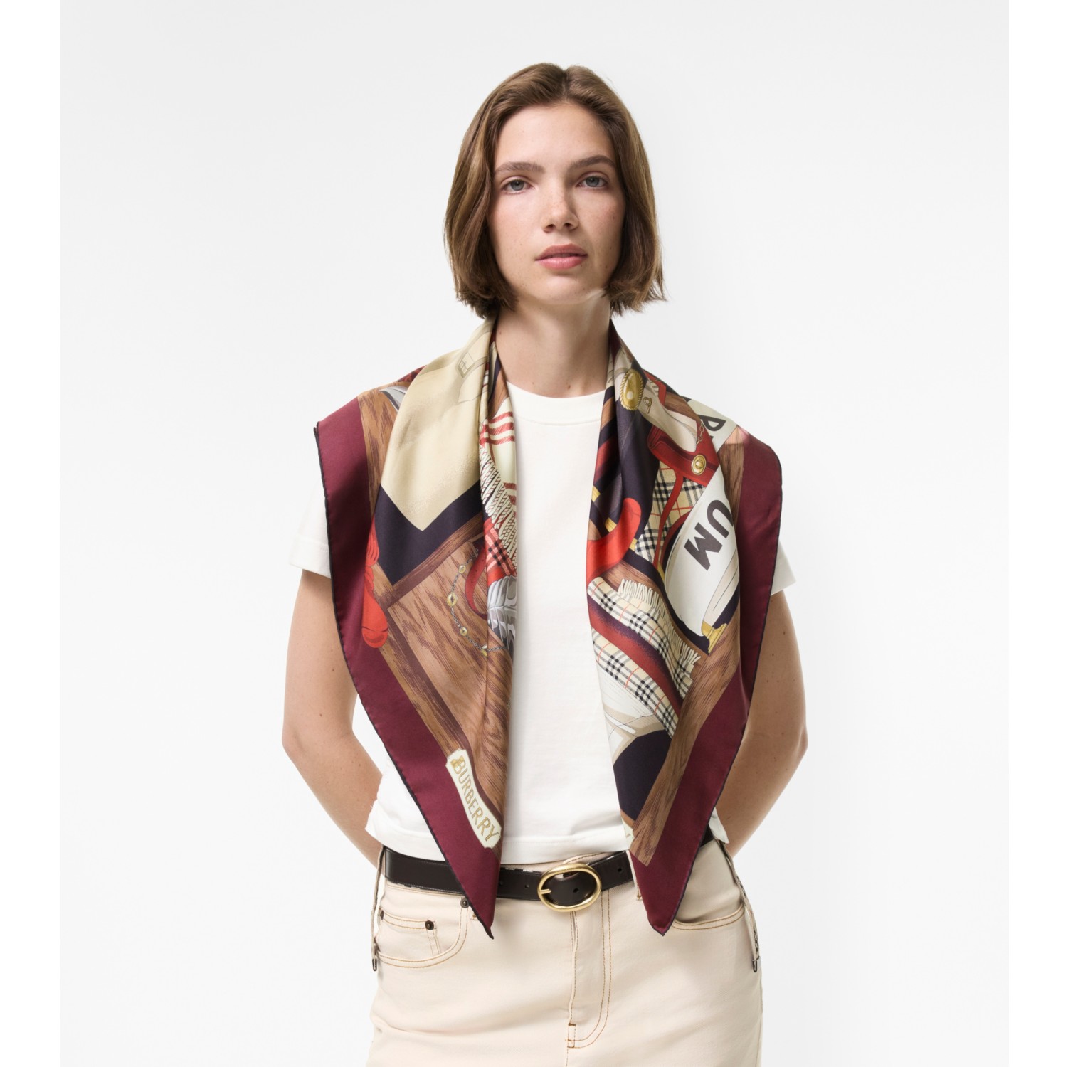 Wardrobe Silk Scarf in Oxblood red | Burberry® Official