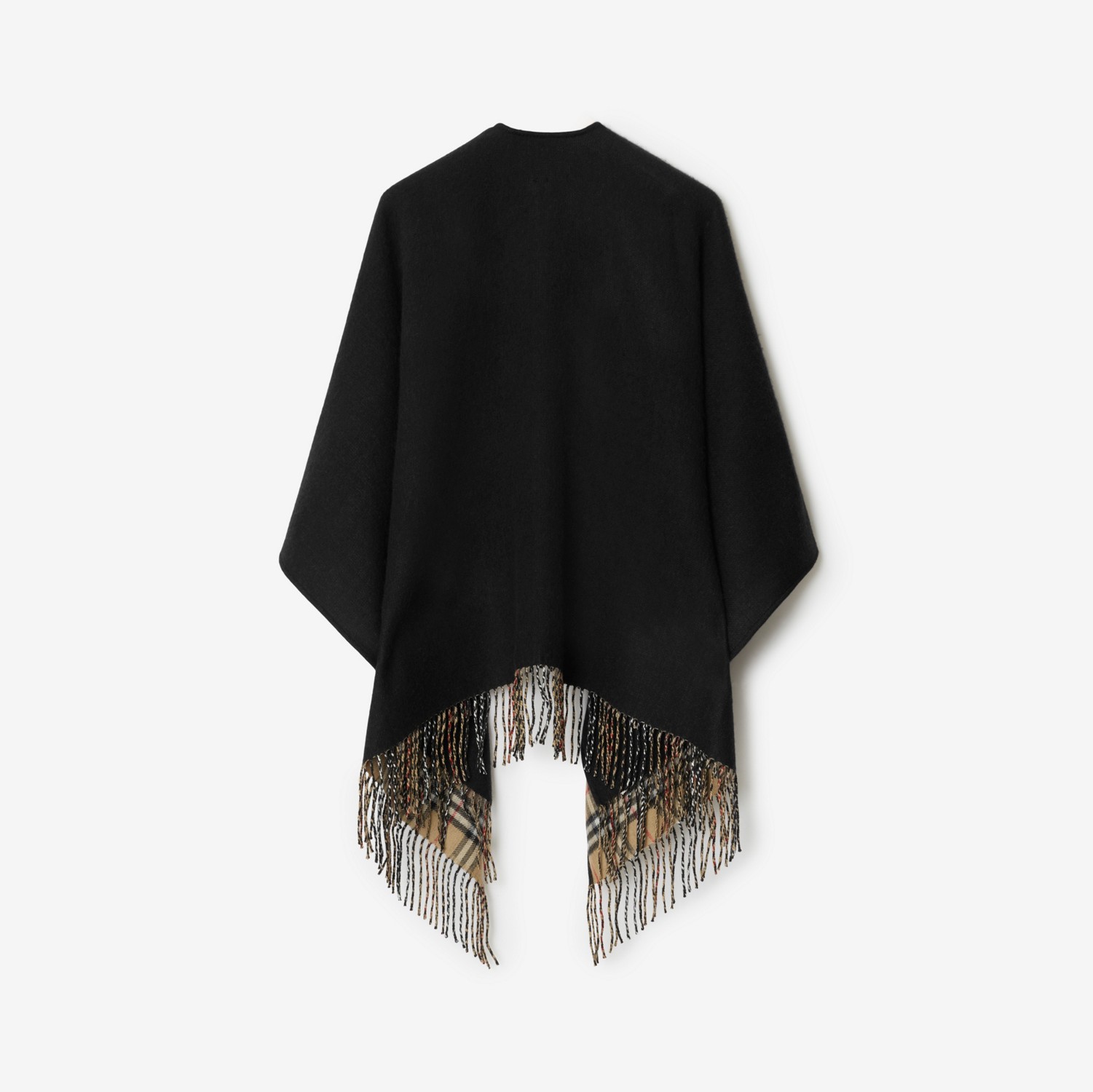 Check Wool Reversible Cape