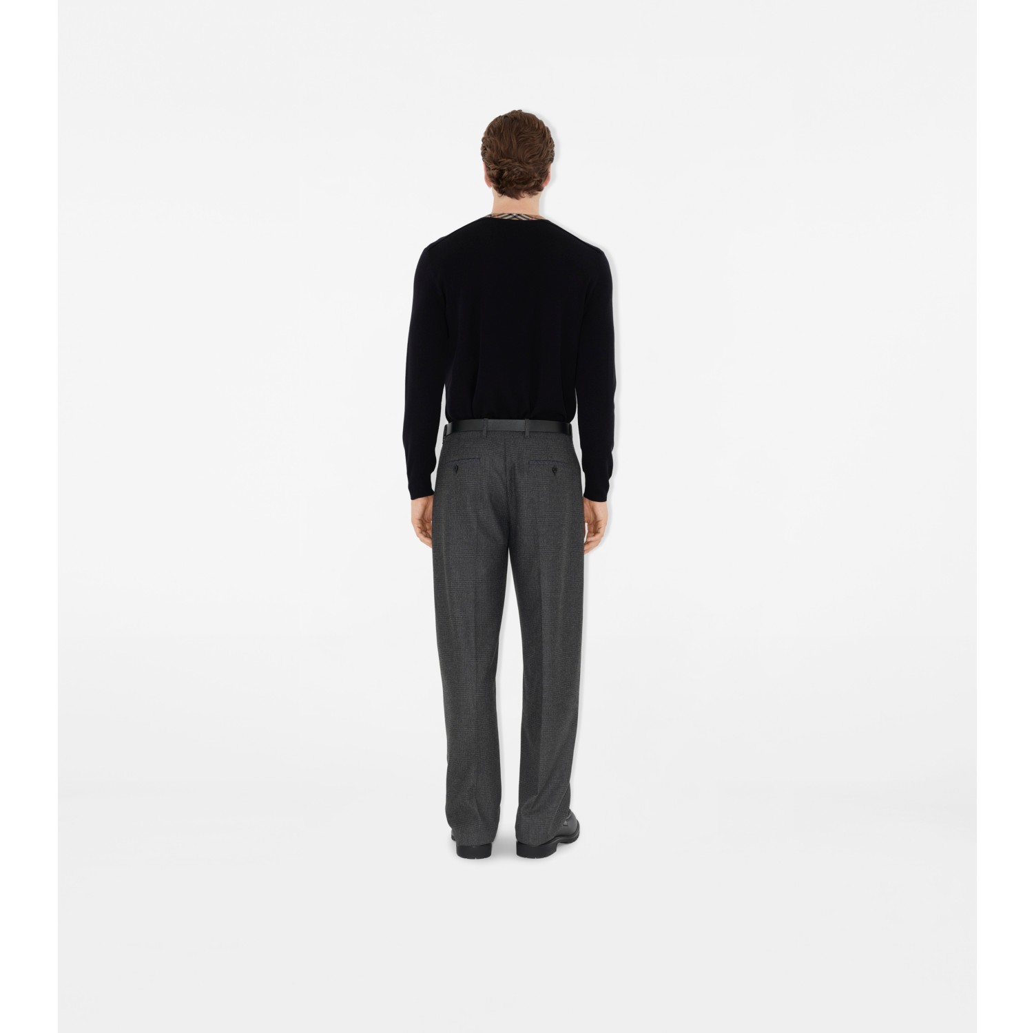 Check Trim Wool Sweater