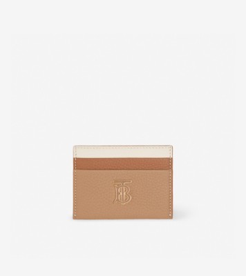 Tri-tone Grainy Leather TB Card Case in Camel/archive beige/warm tan -  Women | Burberry® Official