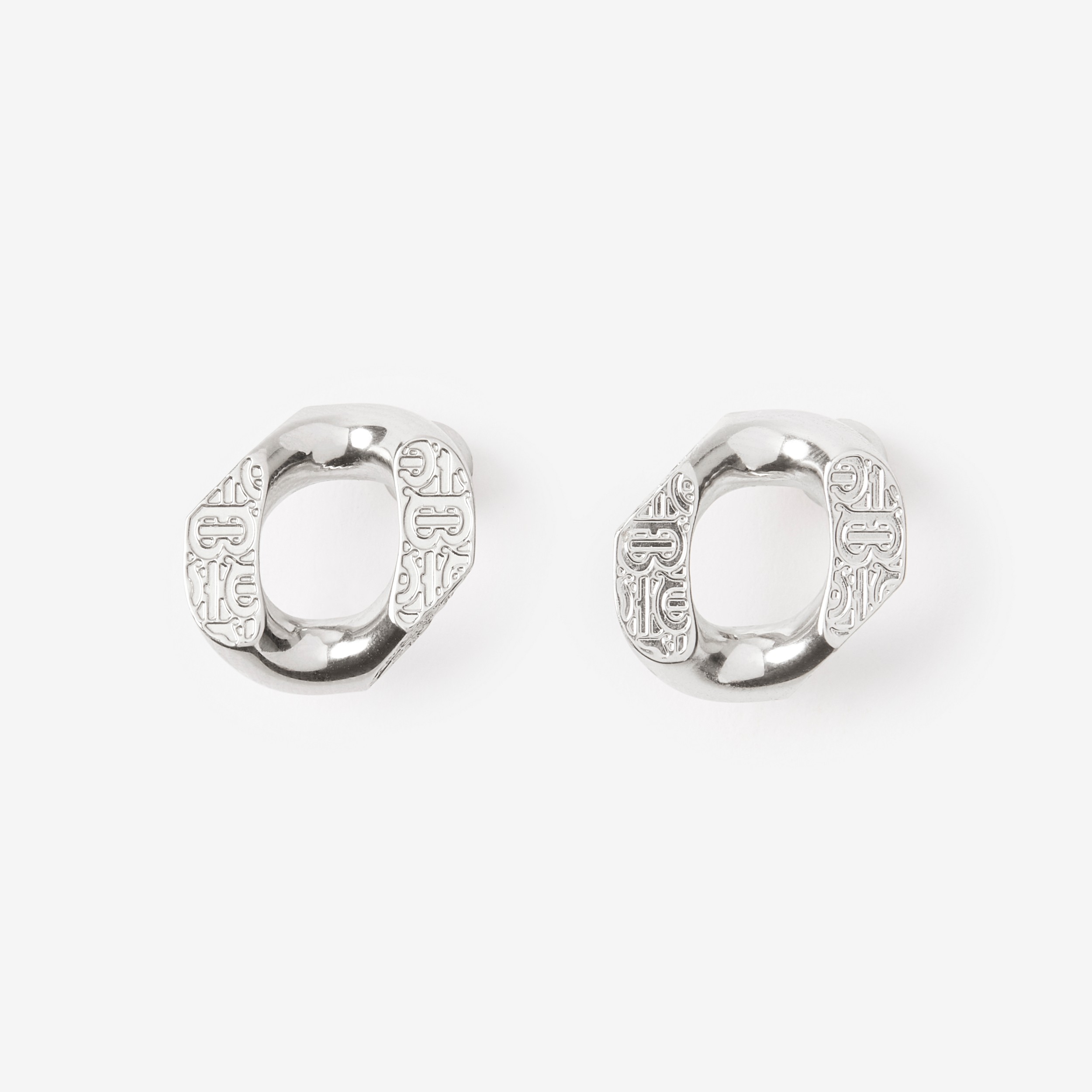 Monogram Motif Chain-link Earrings in Palladium | Burberry® Official - 3