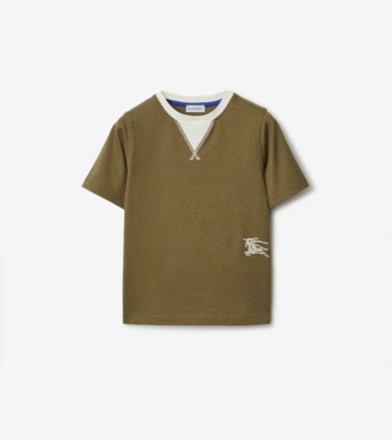 ツートン コットンTシャツ (ダークカーキグリーンメランジ) | Burberry®公式サイト