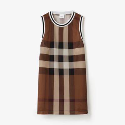 Check Print Mesh Vest in Dark Birch Brown - Men | Burberry® Official