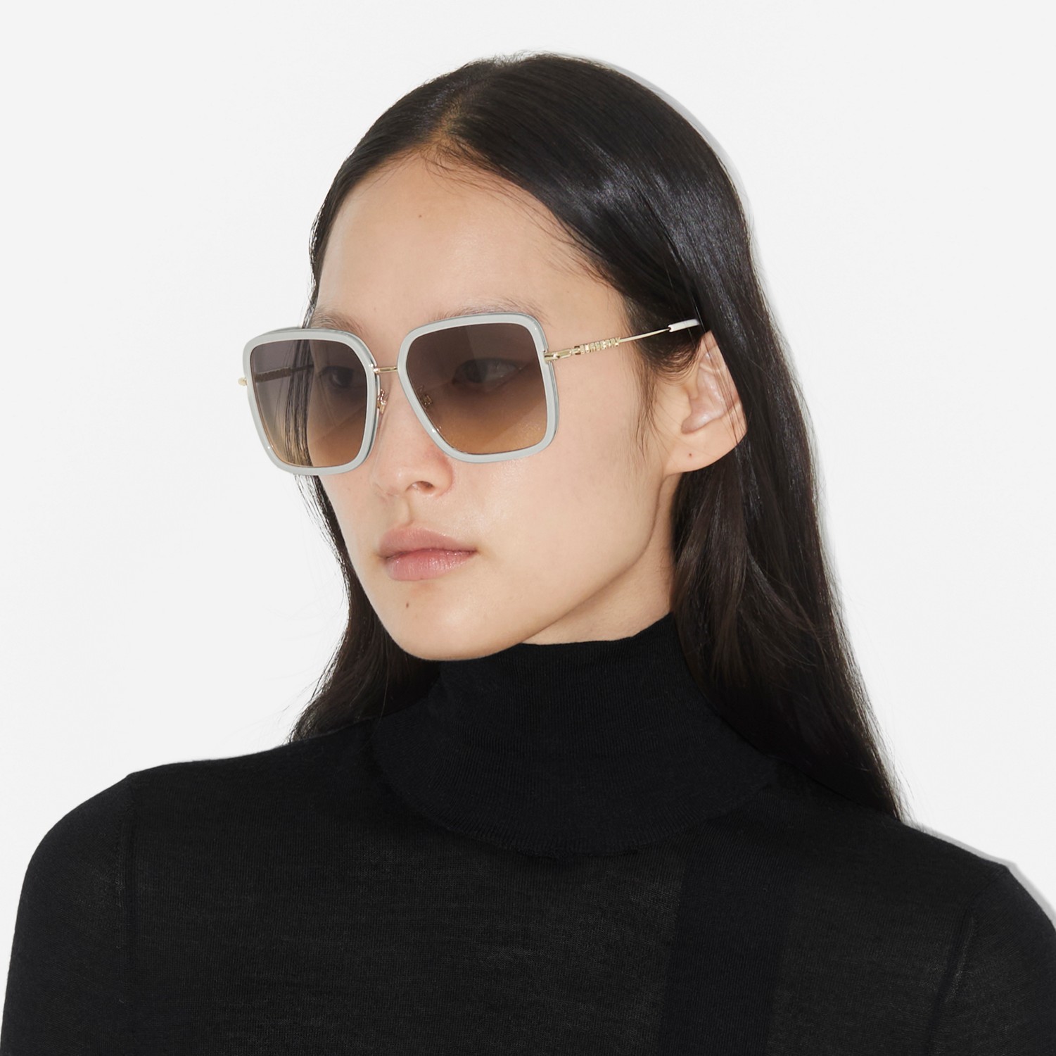 Oversized Square Frame Sunglasses in Ivory/light Gold - Women | Burberry® Official