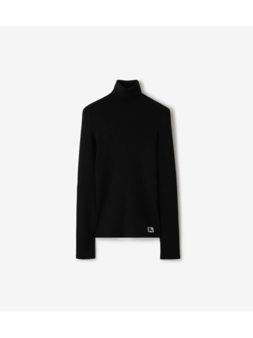 Burberry Wool Blend Turtleneck Pullover In Black