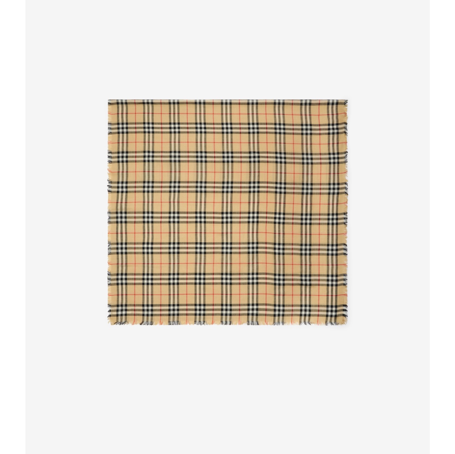 Check Cashmere Silk Scarf in Sand Burberry Official