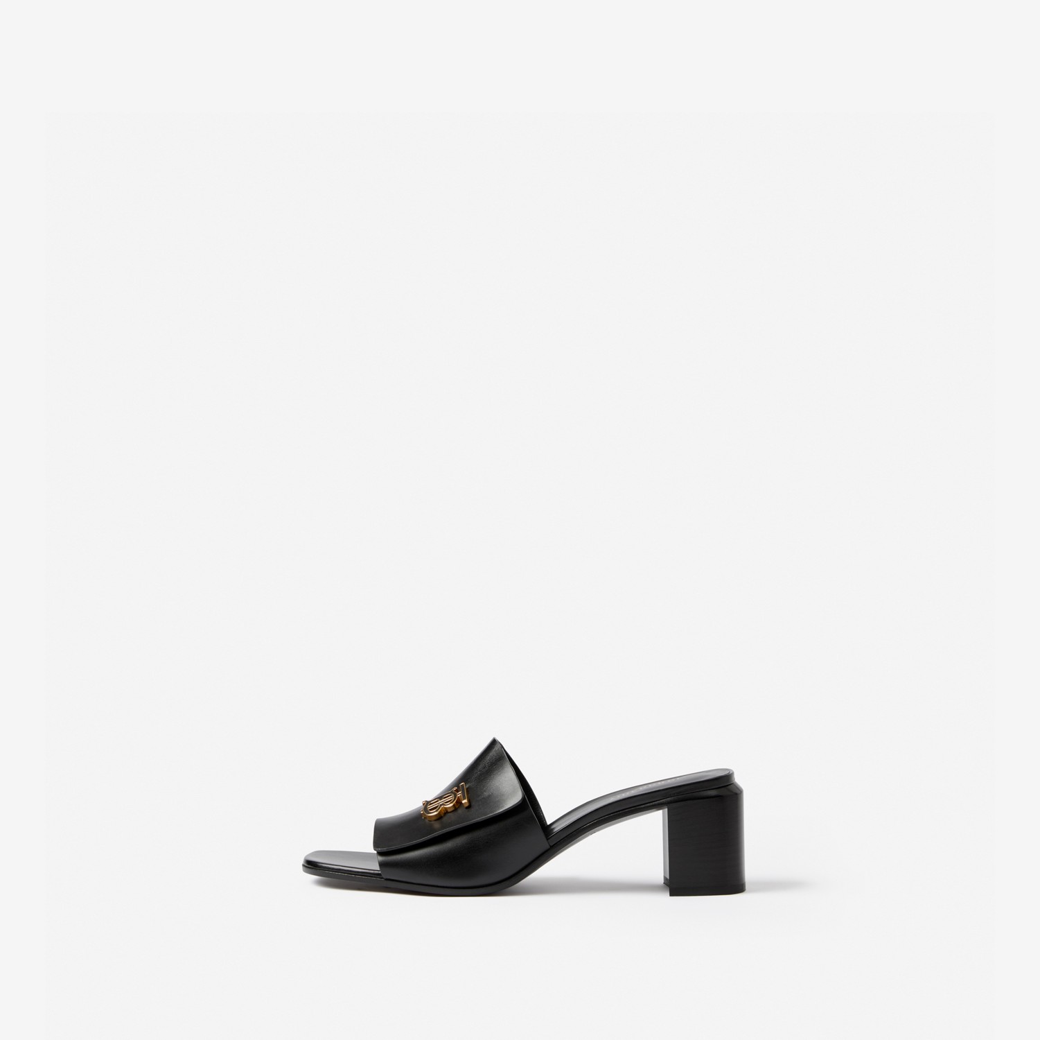 专属标识装饰皮革穆勒鞋 (黑色) - 女士 | Burberry® 博柏利官网