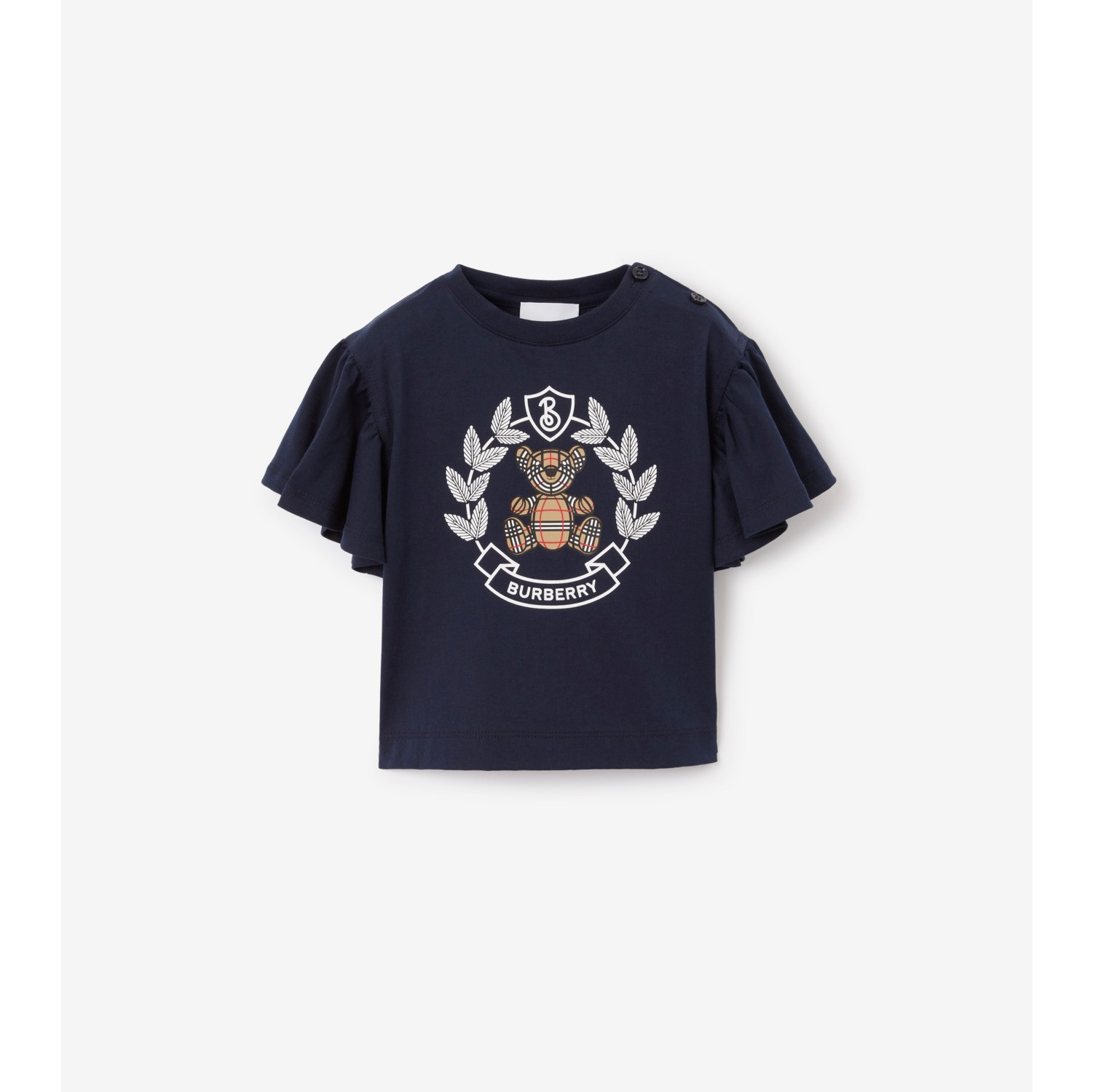 Thomas Bear Print Cotton T-shirt in Deep Charcoal Blue - Children