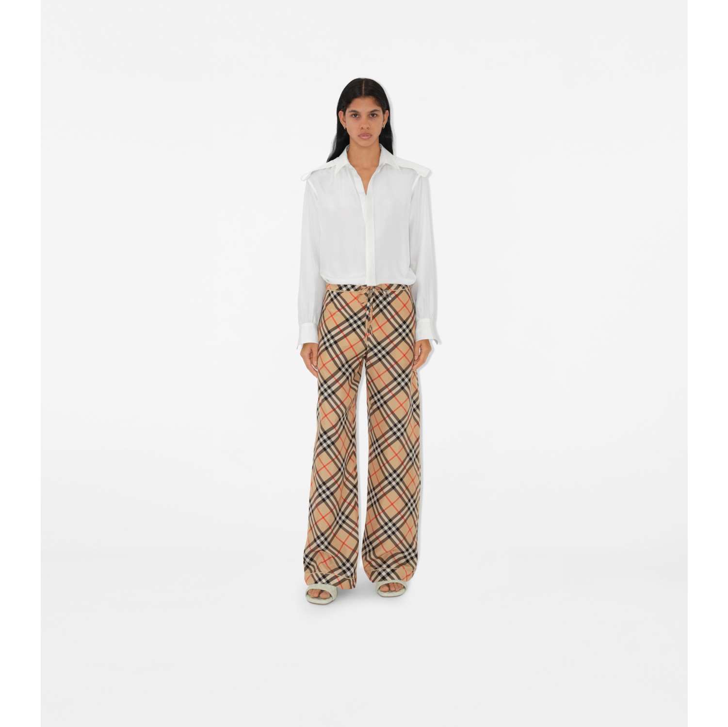 Check Silk Pyjama Trousers