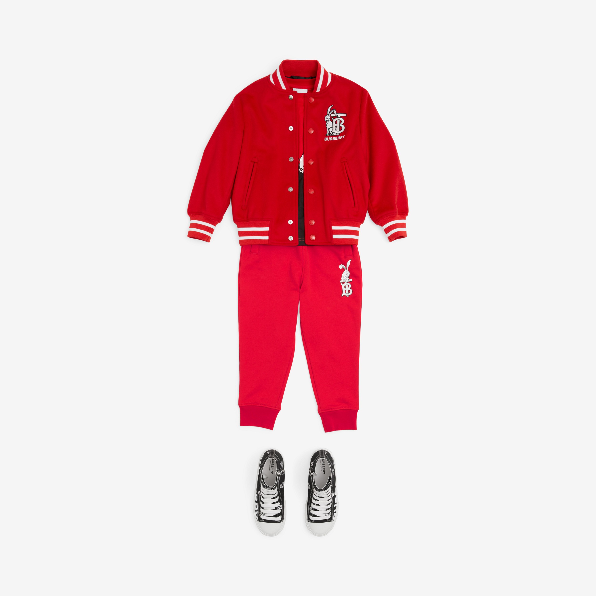Pantalones de jogging en algodón con motivo de conejo (Rojo Intenso) | Burberry® oficial - 4
