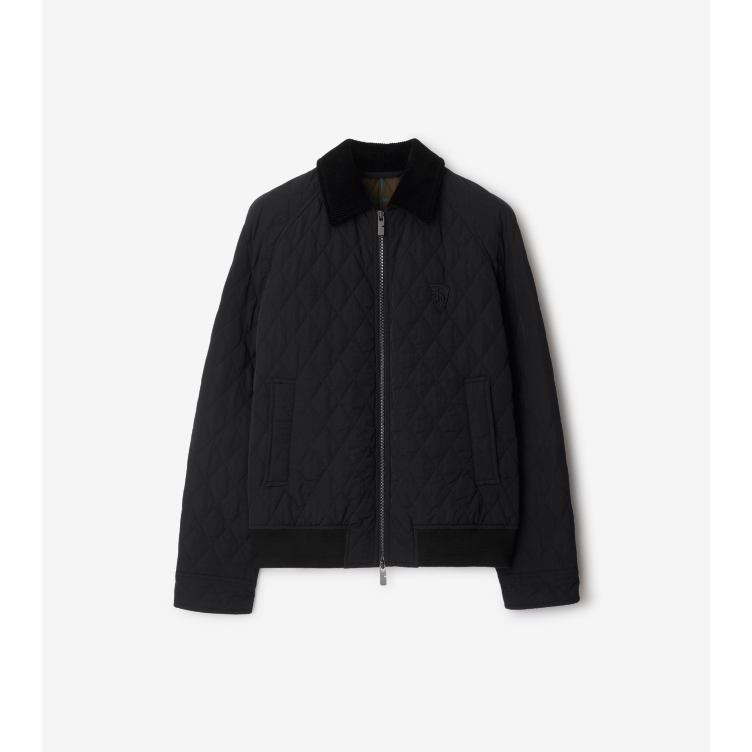 Quilted Nylon Jacket in Black snug Men Burberry Official