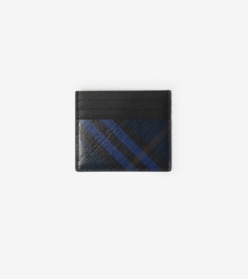 Tall Check Card Case in Midnight - Men, Cotton, Linen | Burberry