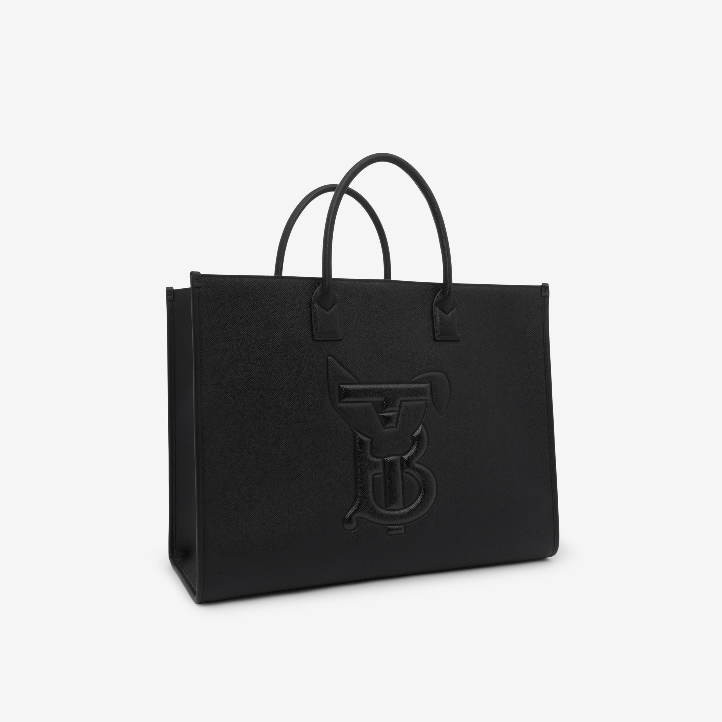 Rabbit Embossed Grainy Leather Tote in Black - Men | Burberry® Official - 3
