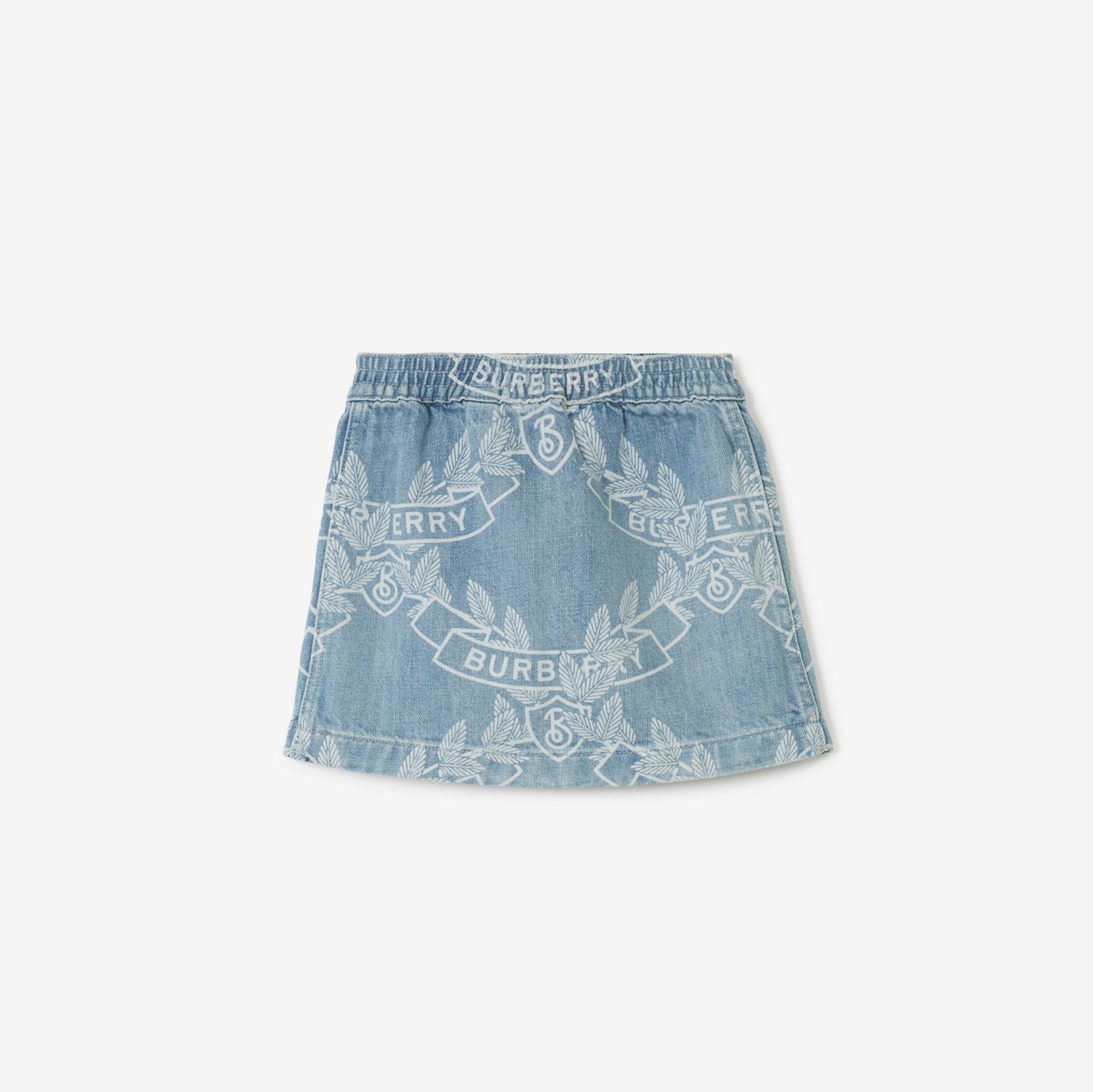 Oak Leaf Crest Japanese Denim Skirt in Pale Blue - Children | Burberry® Official