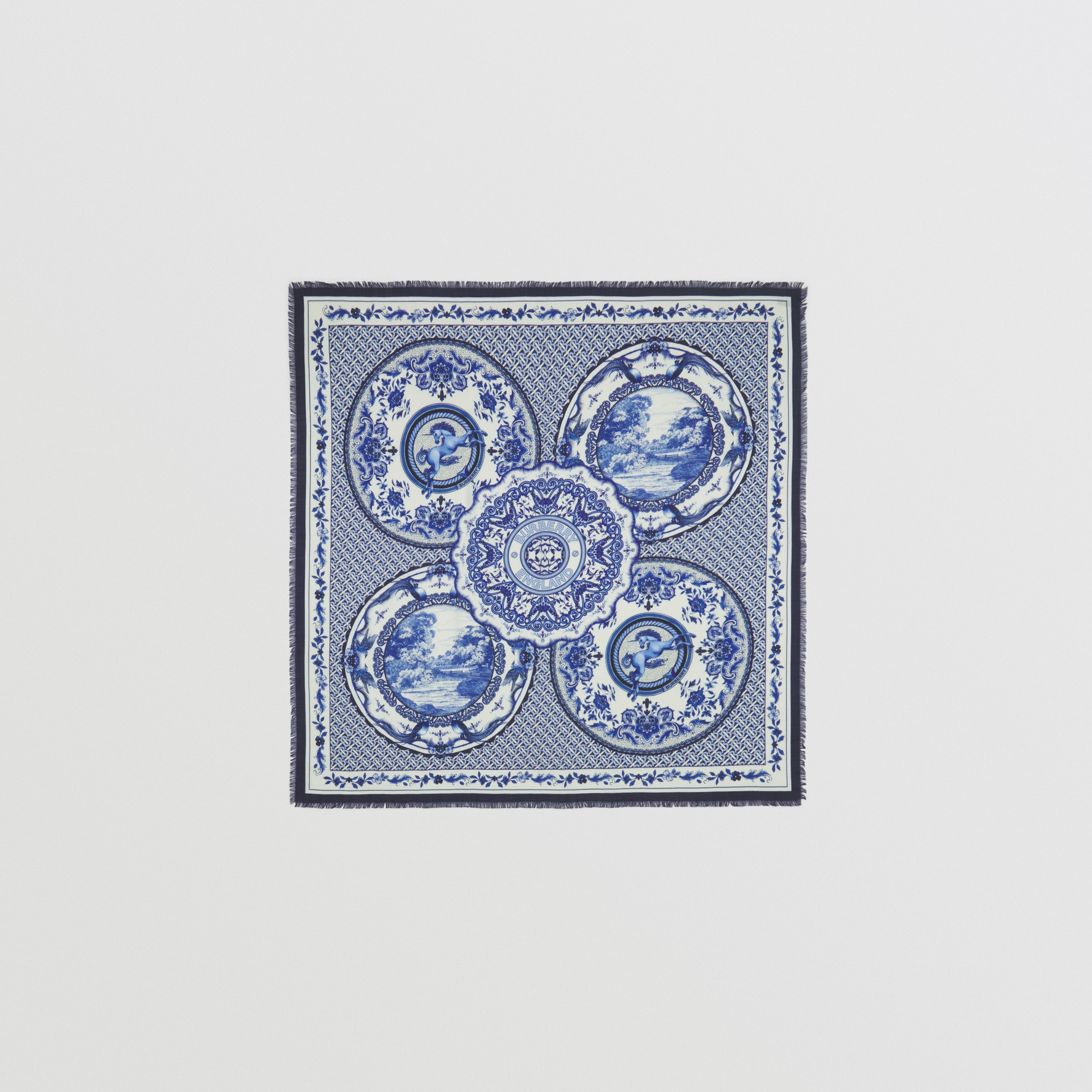 Ceramic Print Cashmere Large Square Scarf in Pale Indigo - Men | Burberry® Official - 1