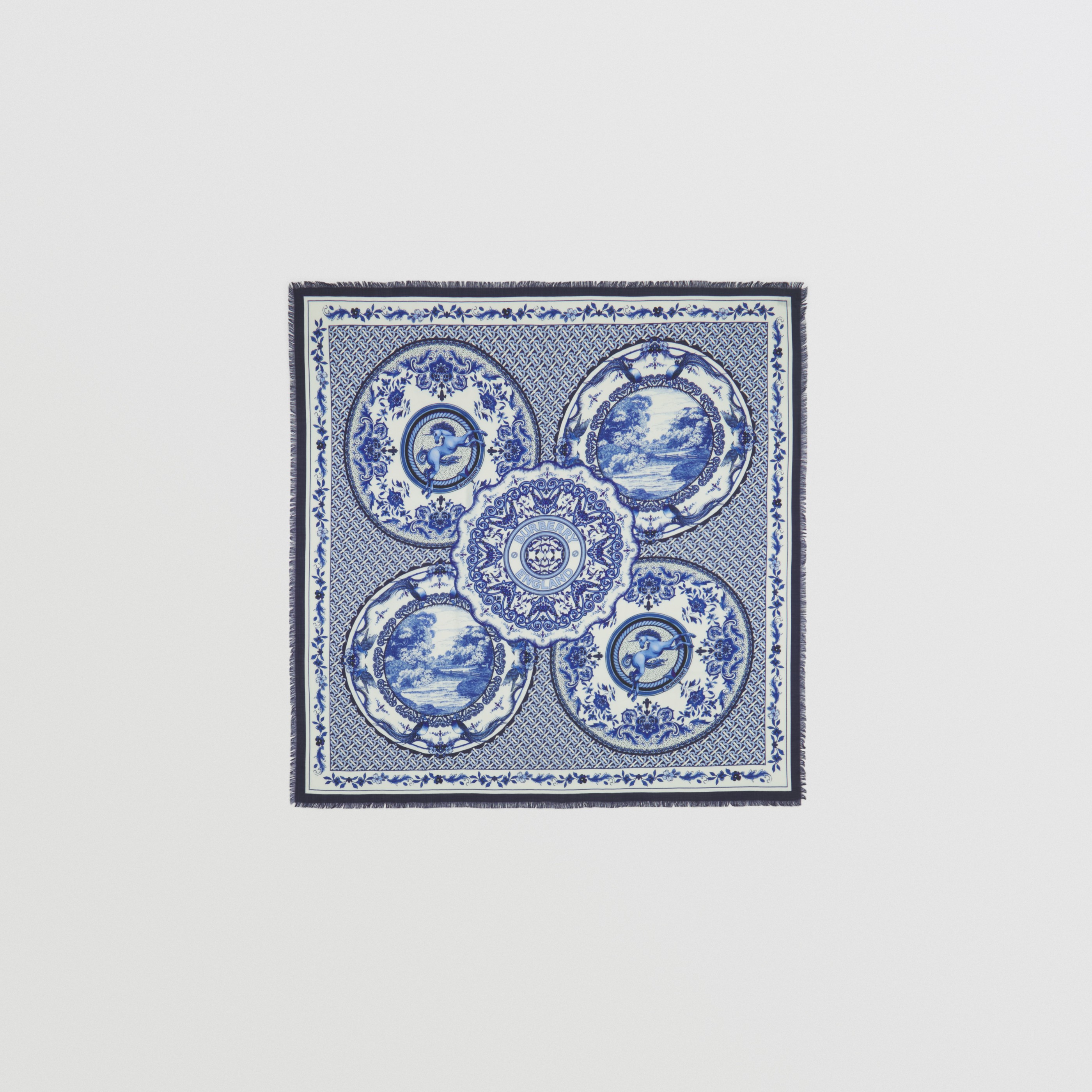 hul vare Historiker Ceramic Print Cashmere Large Square Scarf in Pale Indigo - Men | Burberry