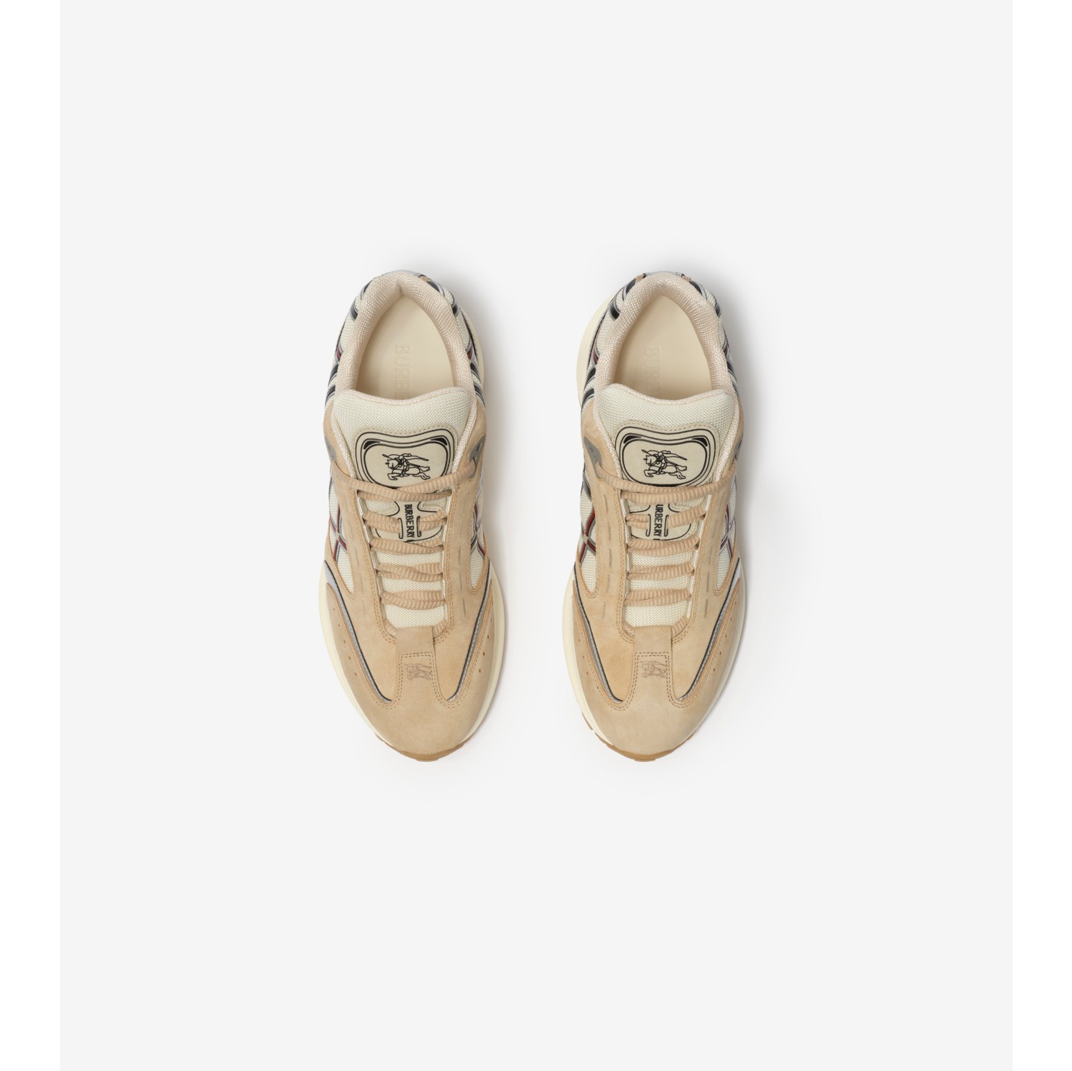Nylon, Suede and Leather Eclipse Sneakers in Flax beige/silver - Women | Burberry® Official