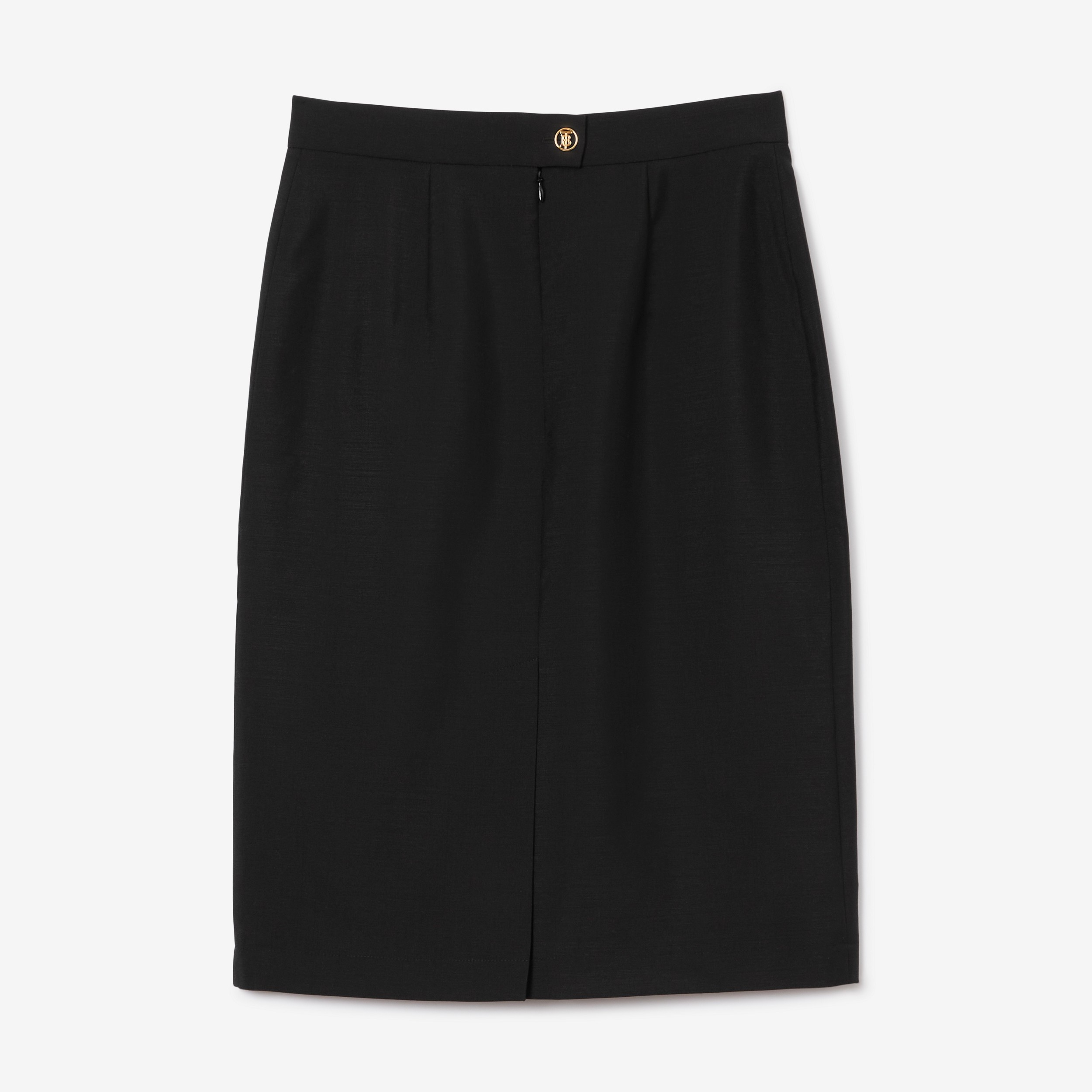 Mohair Wool Pencil Skirt in Black - Women | Burberry® Official - 1