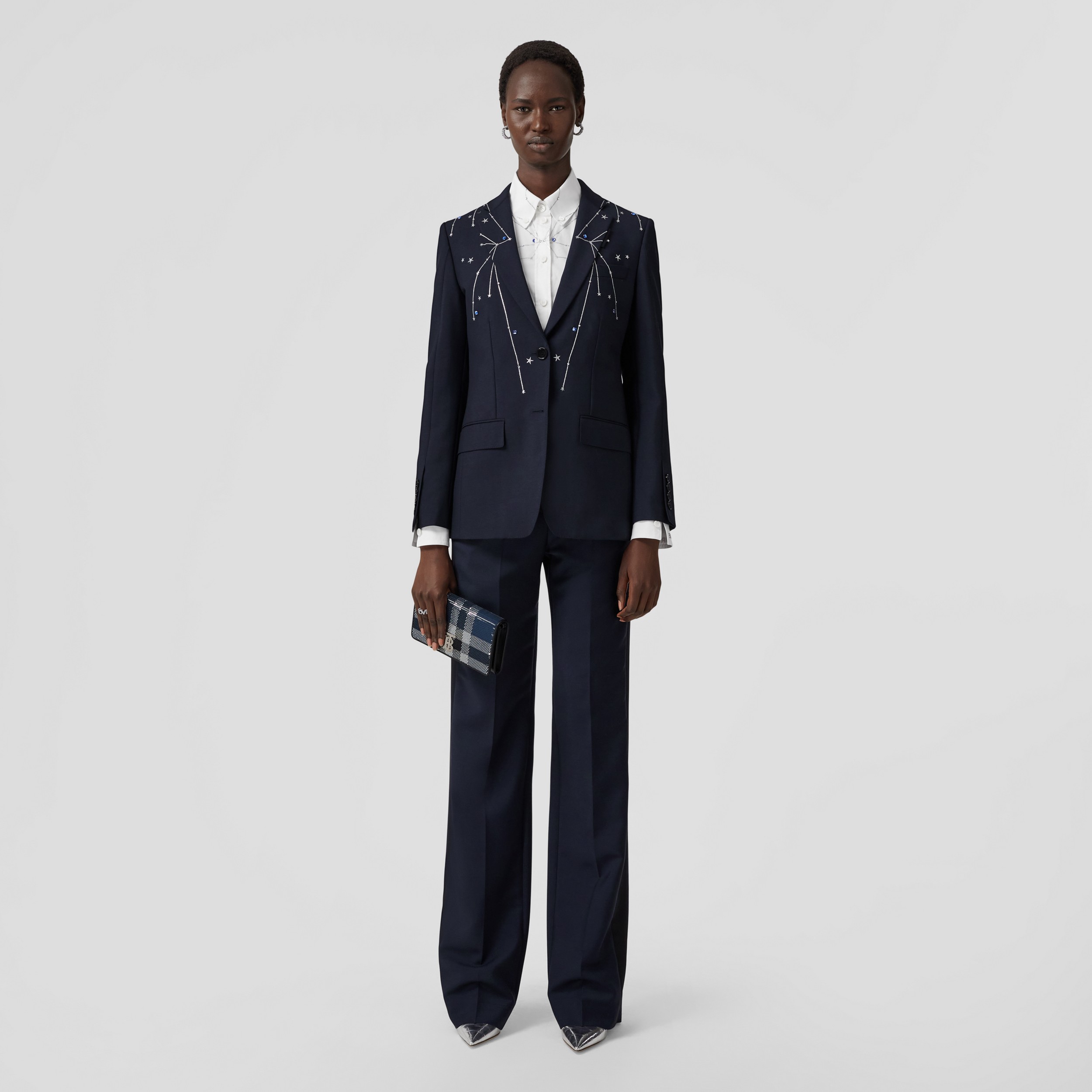 Mohair Wool Tailored Trousers – Exclusive Capsule Collection in Dark Charcoal Blue - Women | Burberry® Official - 4