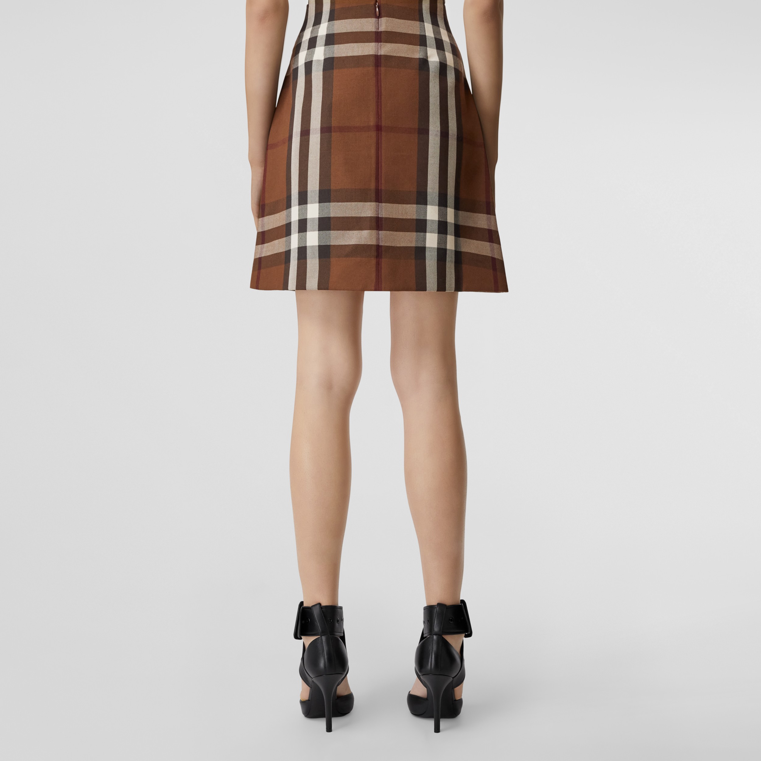 Check Wool Cotton Jacquard Mini Skirt in Dark Birch Brown - Women | Burberry®  Official