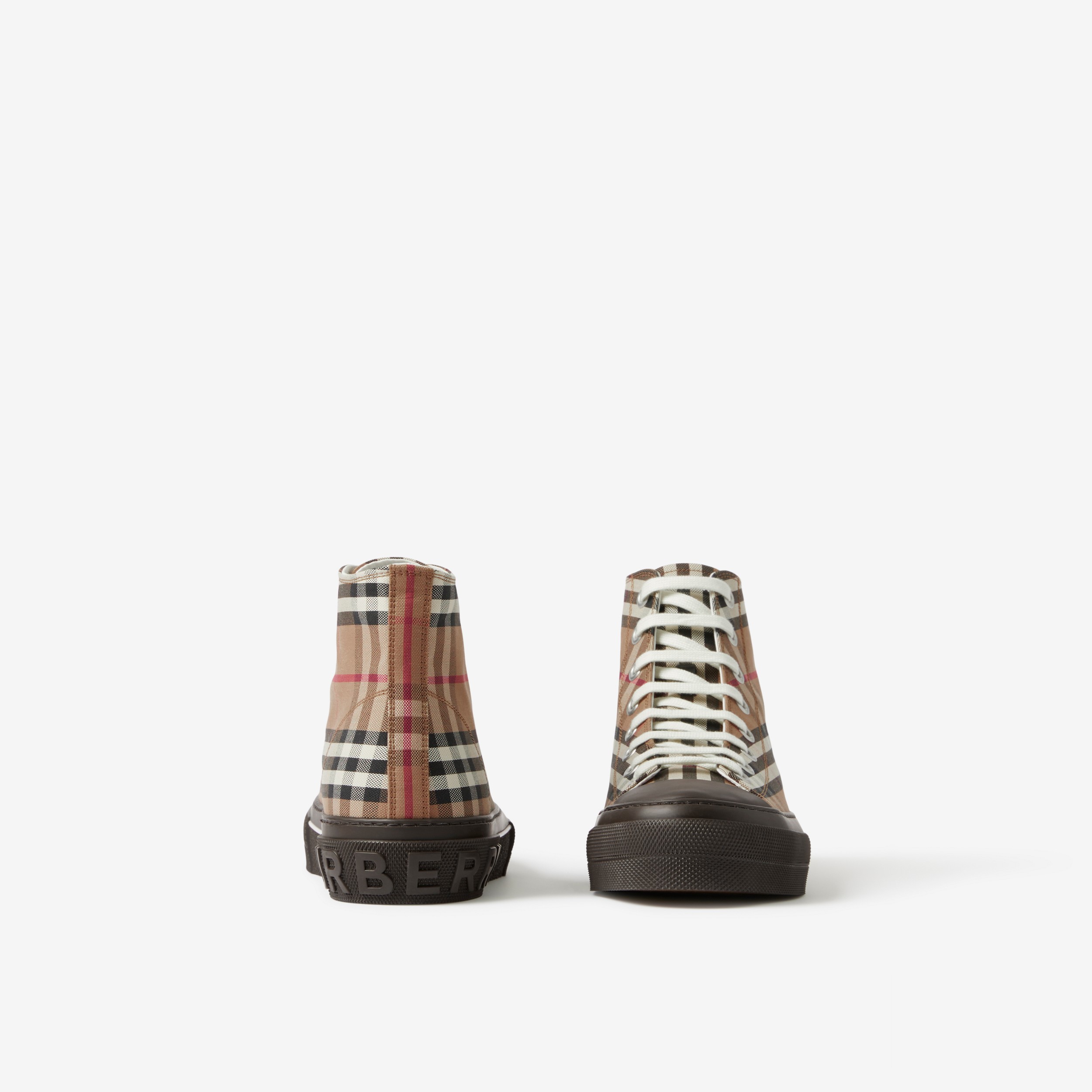 Zapatillas deportivas de botín en algodón Check (Marrón Abedul) - Hombre | Burberry® oficial - 4