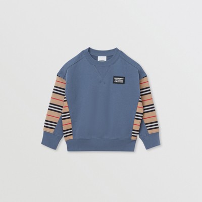 Icon Stripe Panel Cotton Sweatshirt in 