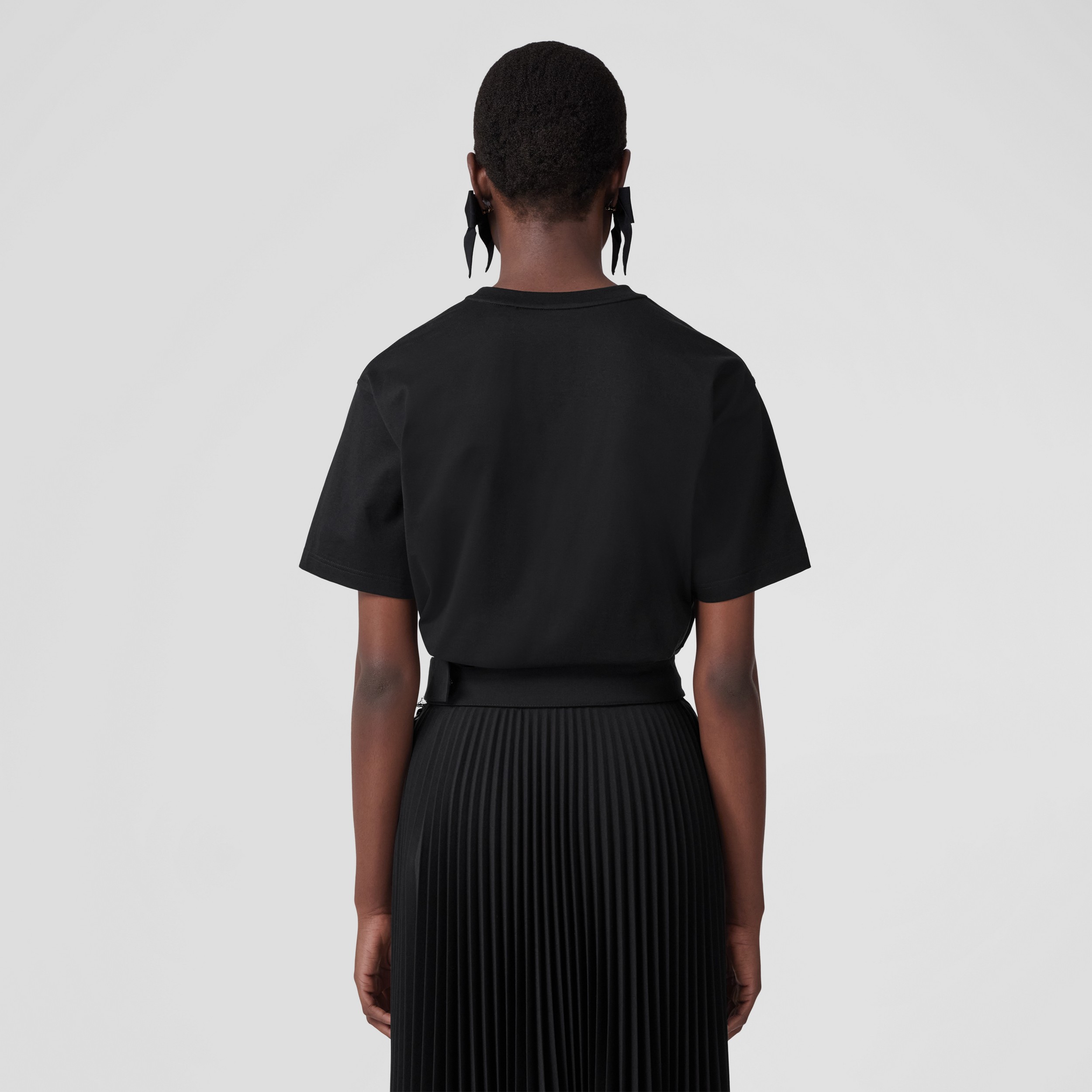 Oak Leaf Crest Cotton Oversized T-shirt in Black - Women | Burberry® Official - 3