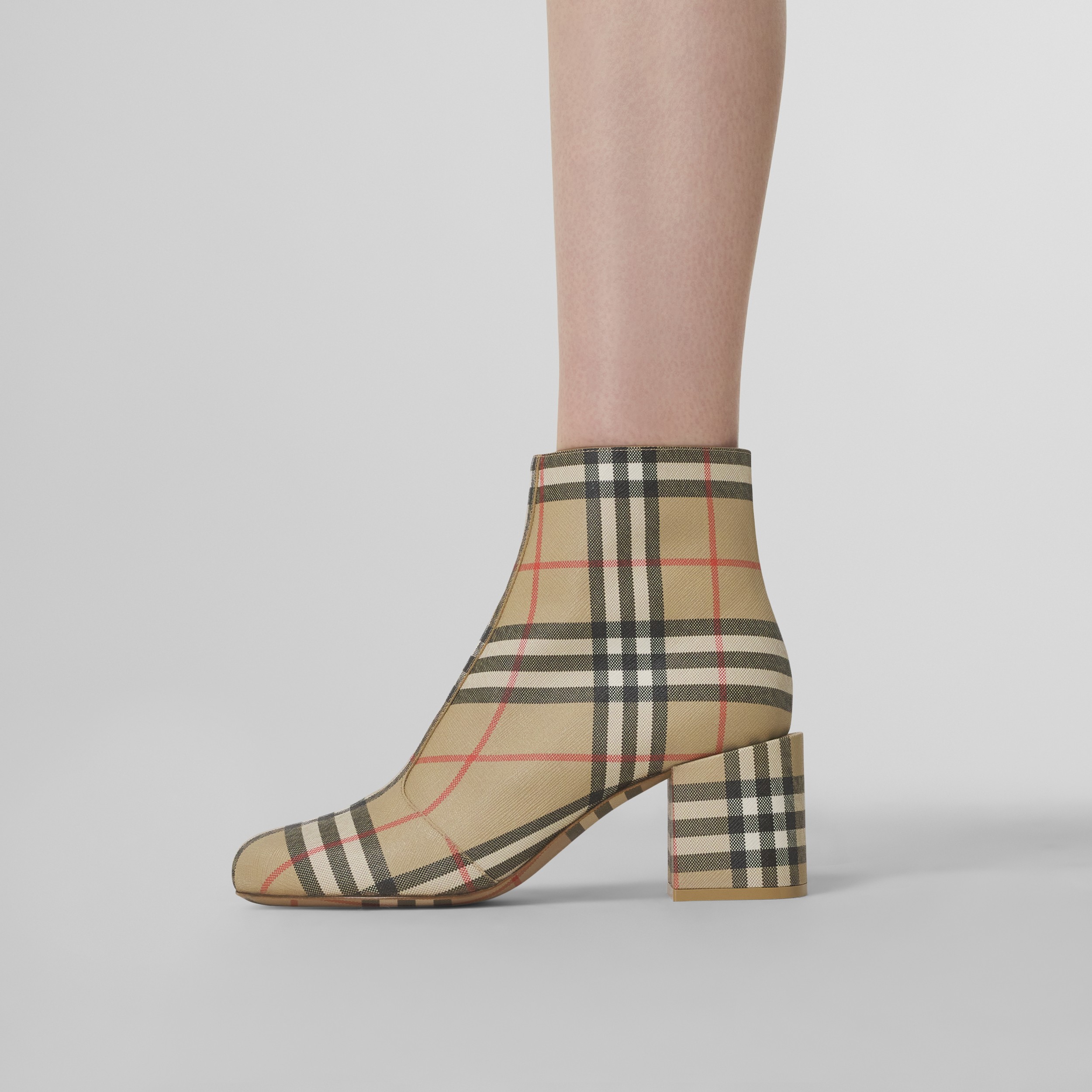 Vintage Check Block-heel Ankle Boots in Archive Beige - Women | Burberry® Official - 3