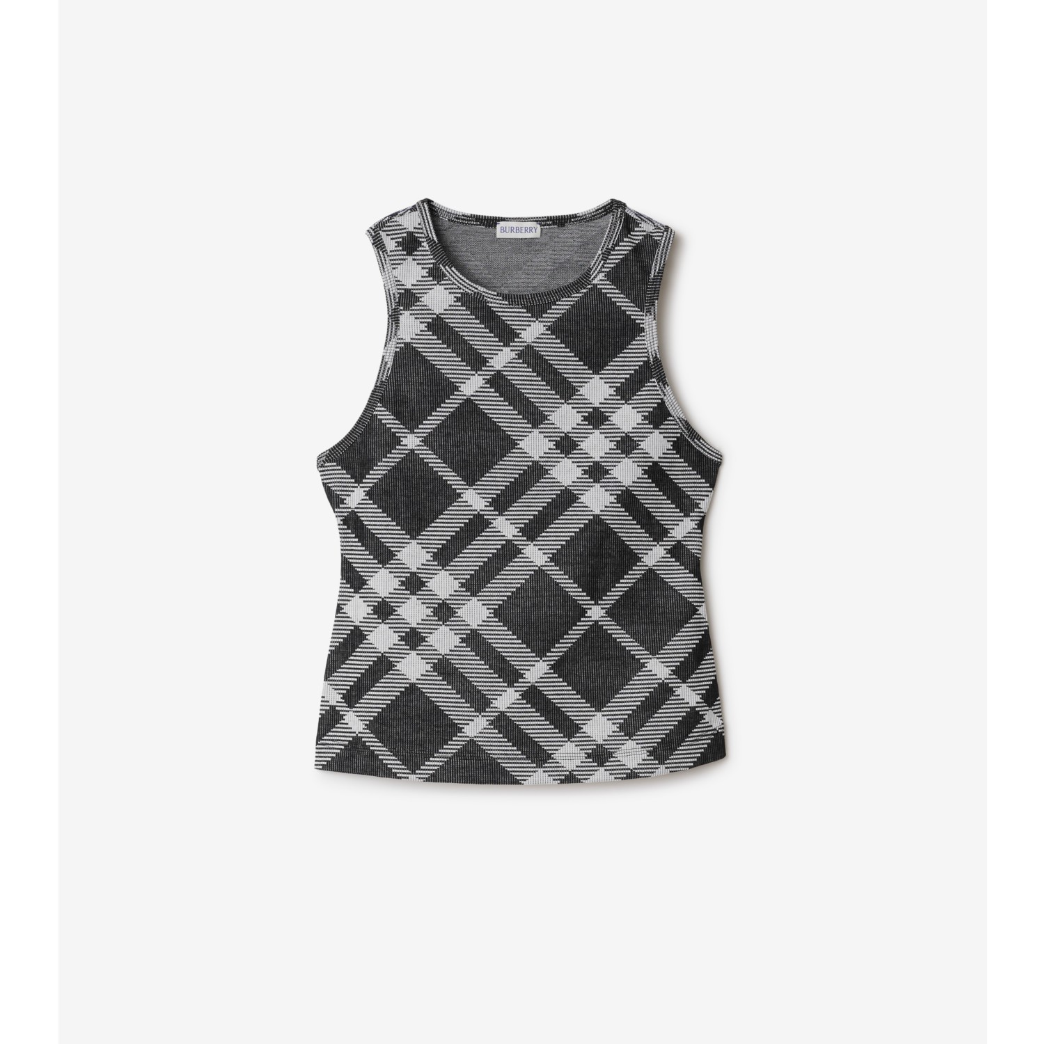 Check Stretch Cotton Blend Tank Top in Black/white - Women | Burberry®  Official