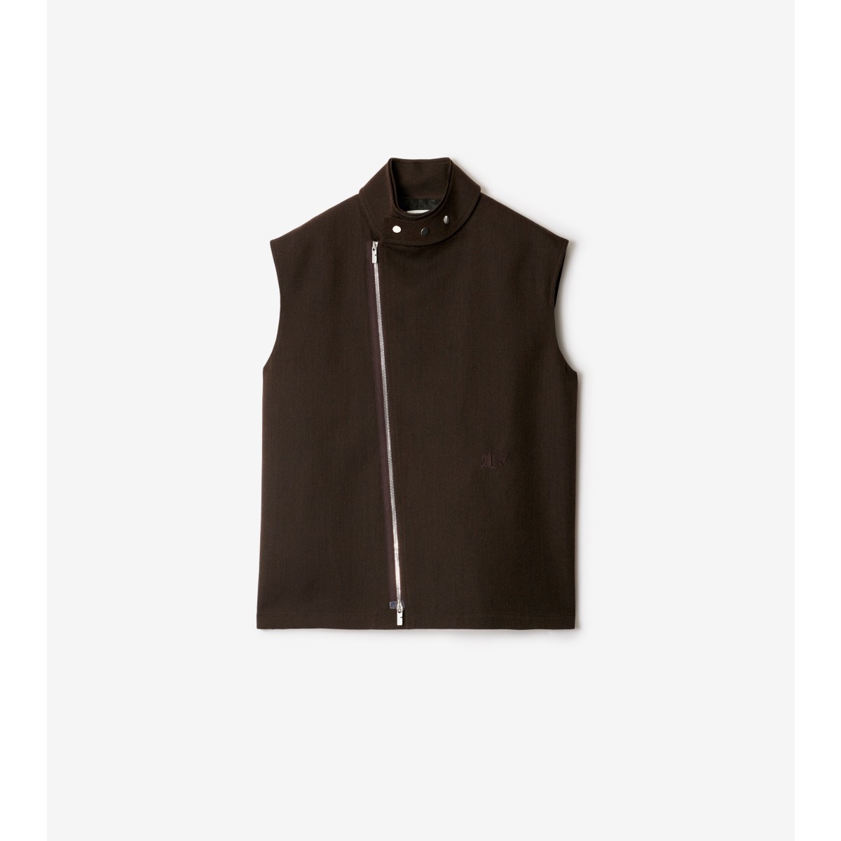 Burberry Sleeveless Wool Shirt In Brown/black