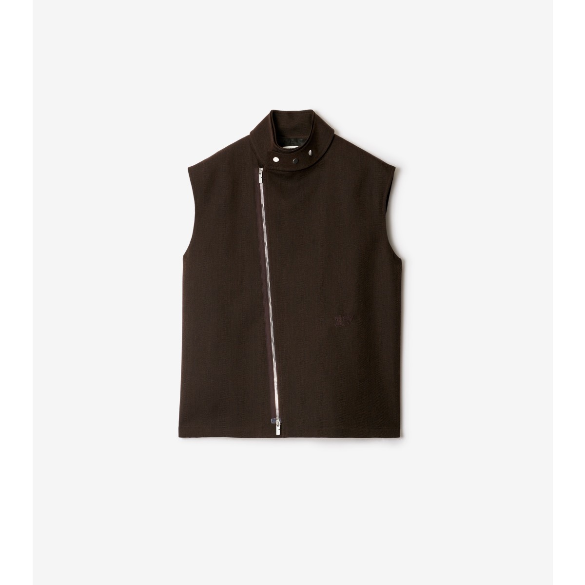 Shop Burberry Sleeveless Wool Shirt In Brown/black