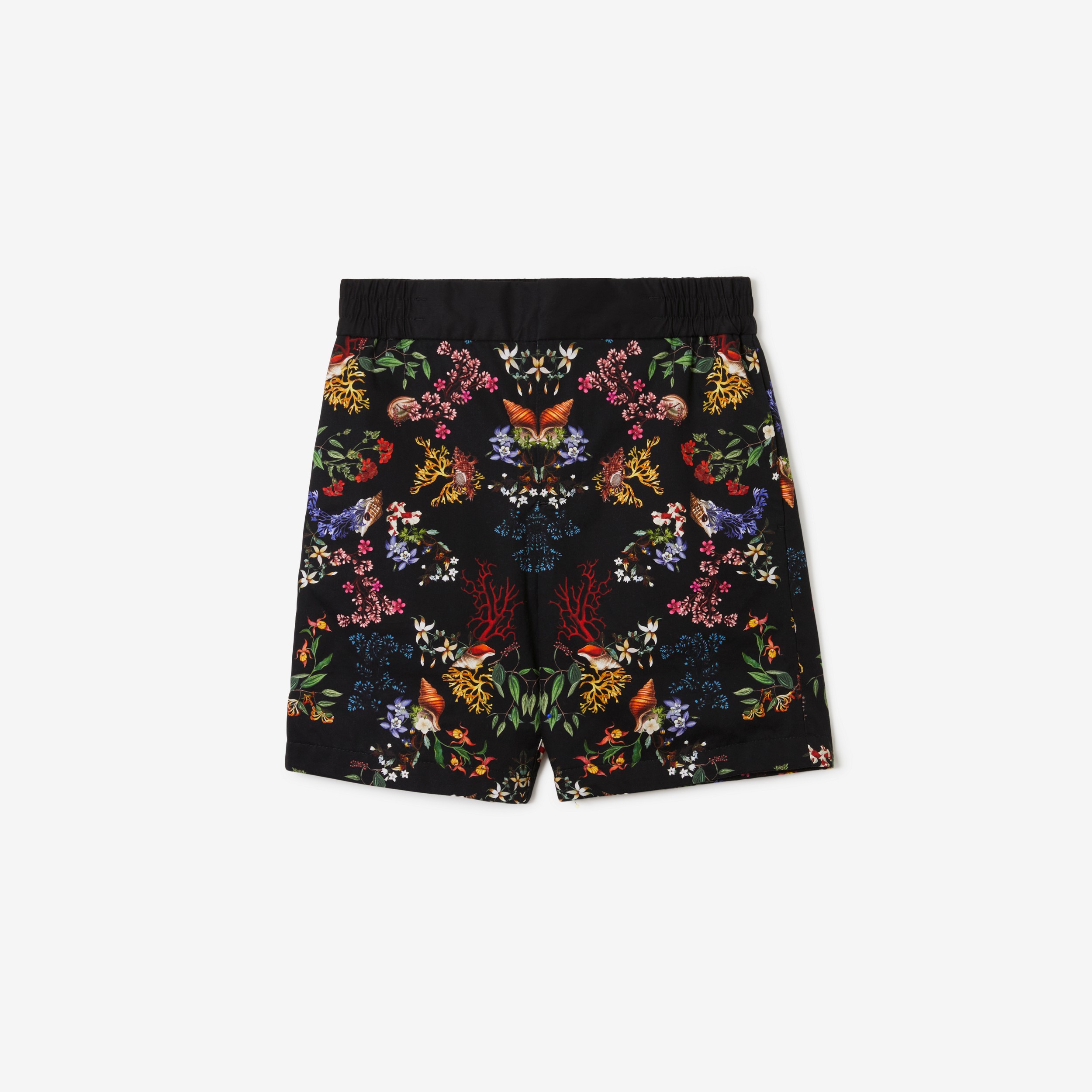Pantalones cortos en algodón con motivo de corales (Negro) | Burberry® oficial - 1