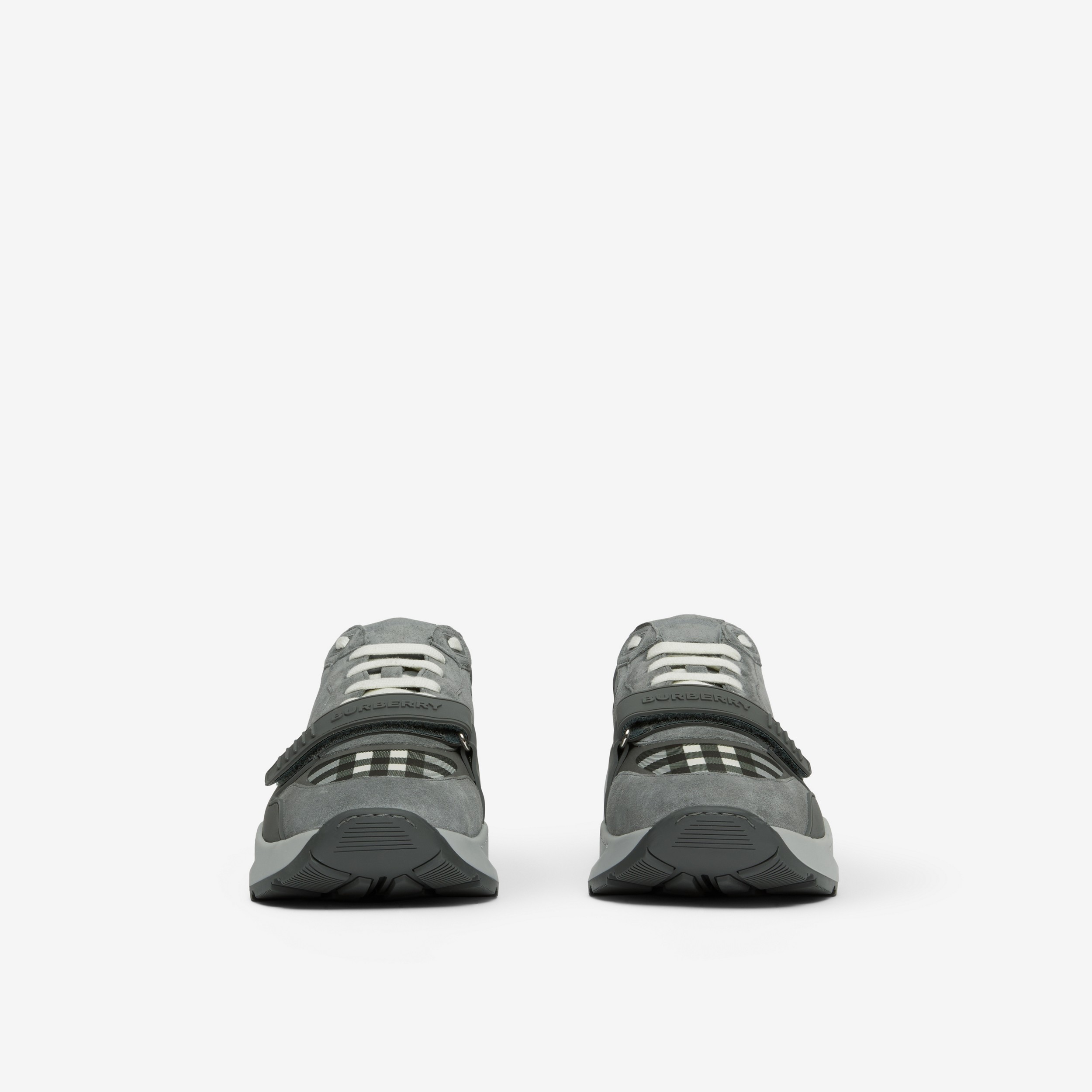 Sneakers en cuir velours, cuir et Check (Gris Orage) - Homme | Site officiel Burberry® - 2