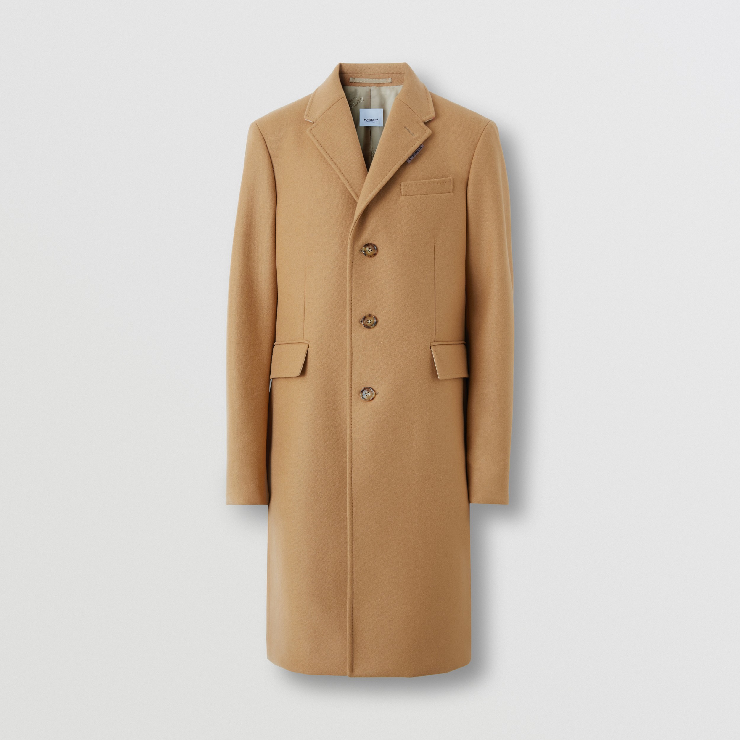 Label Appliqué Wool Cashmere Tailored Coat in Camel - Men | Burberry® Official - 4