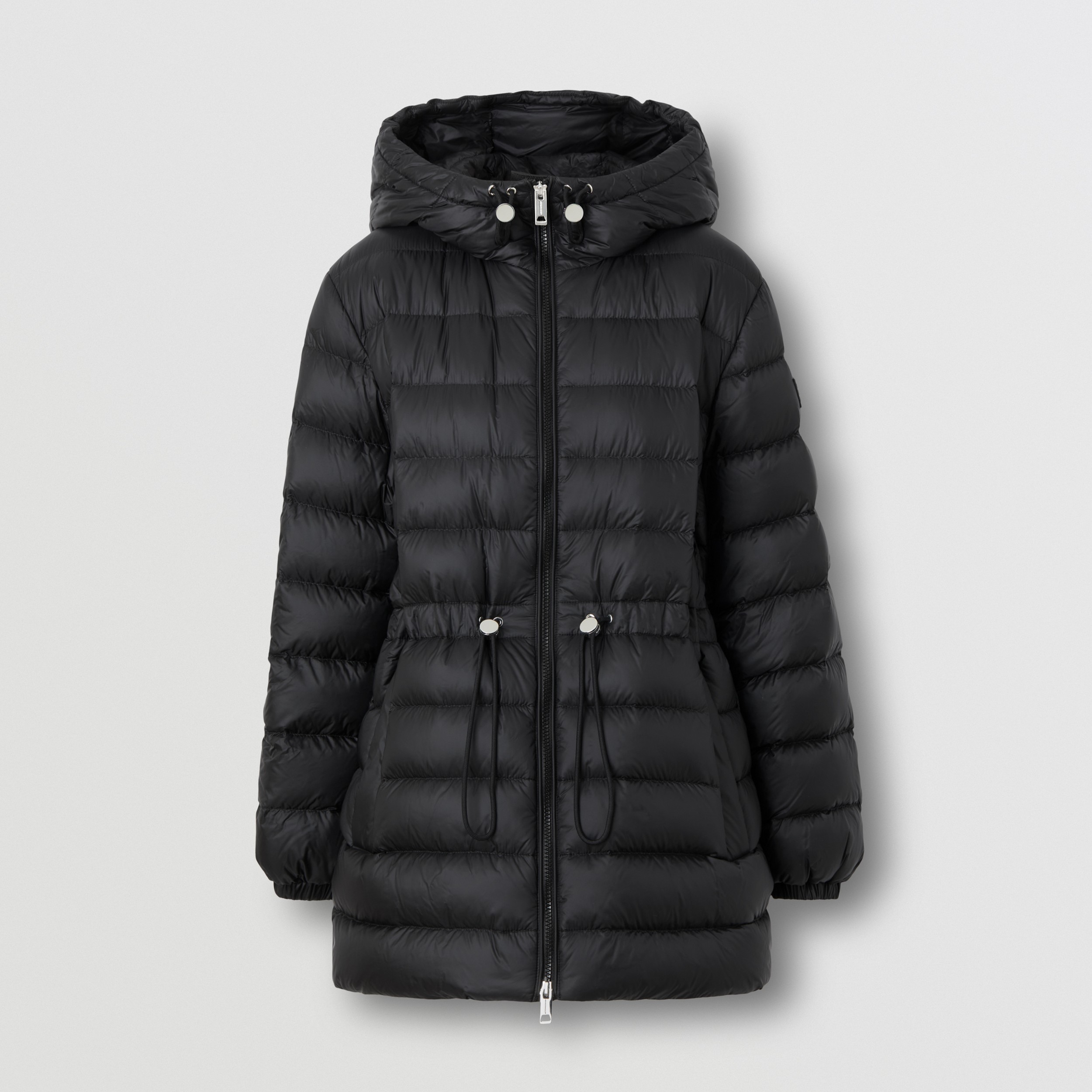 Burberry Synthetic Logo Appliqué Nylon Hooded Puffer Jacket in Black Womens Clothing Jackets Padded and down jackets 