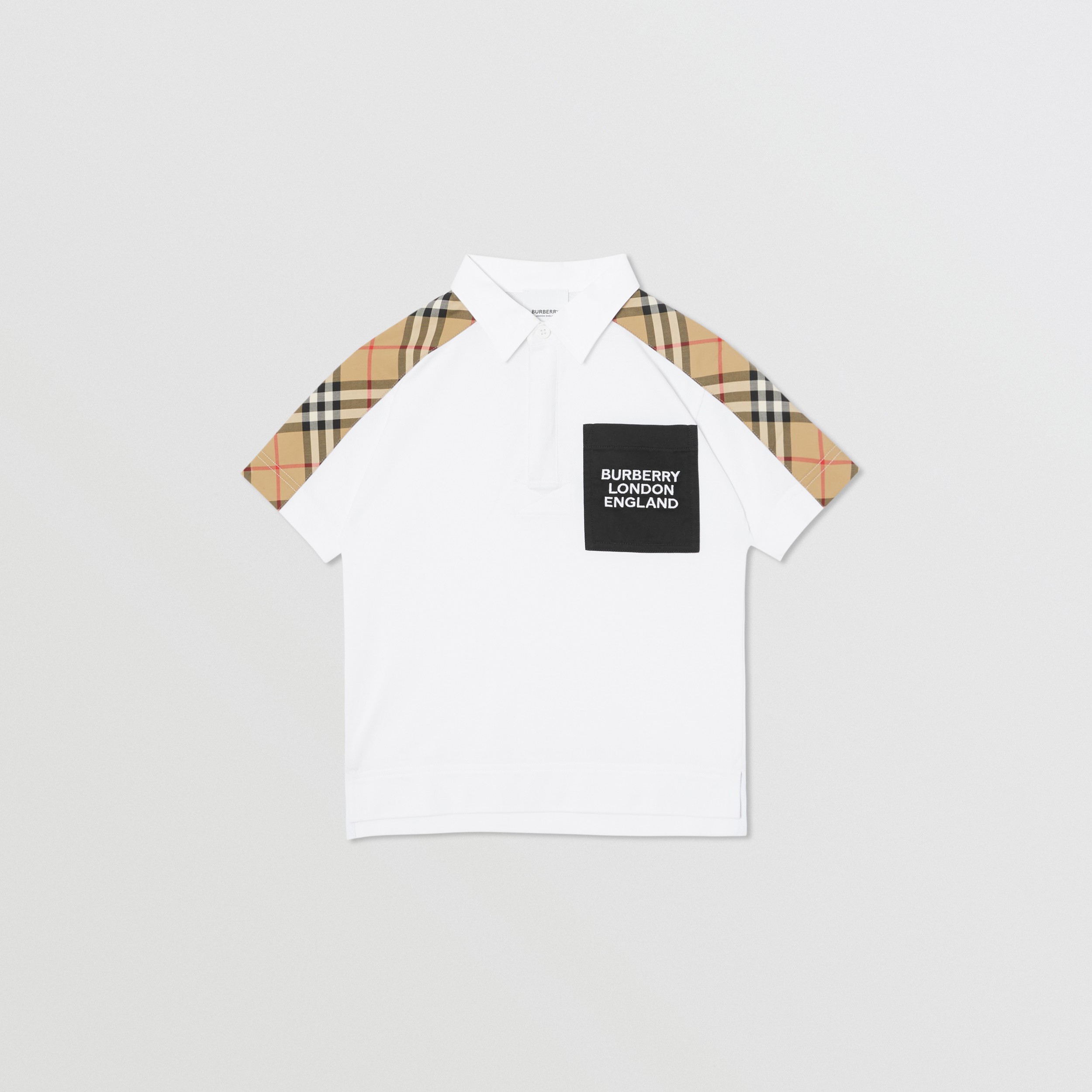 Vintage Panel Piqué Polo in White Burberry® Official