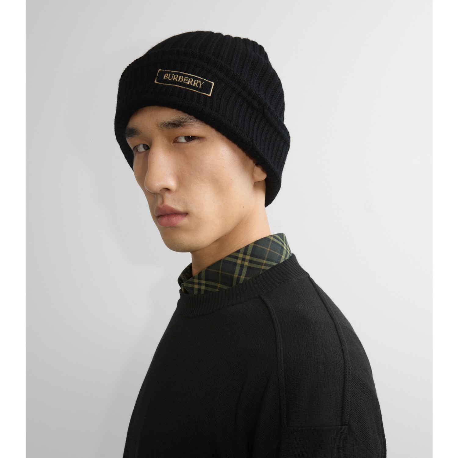 Bonnet en laine avec logo (Noir) - Homme | Site officiel Burberry®