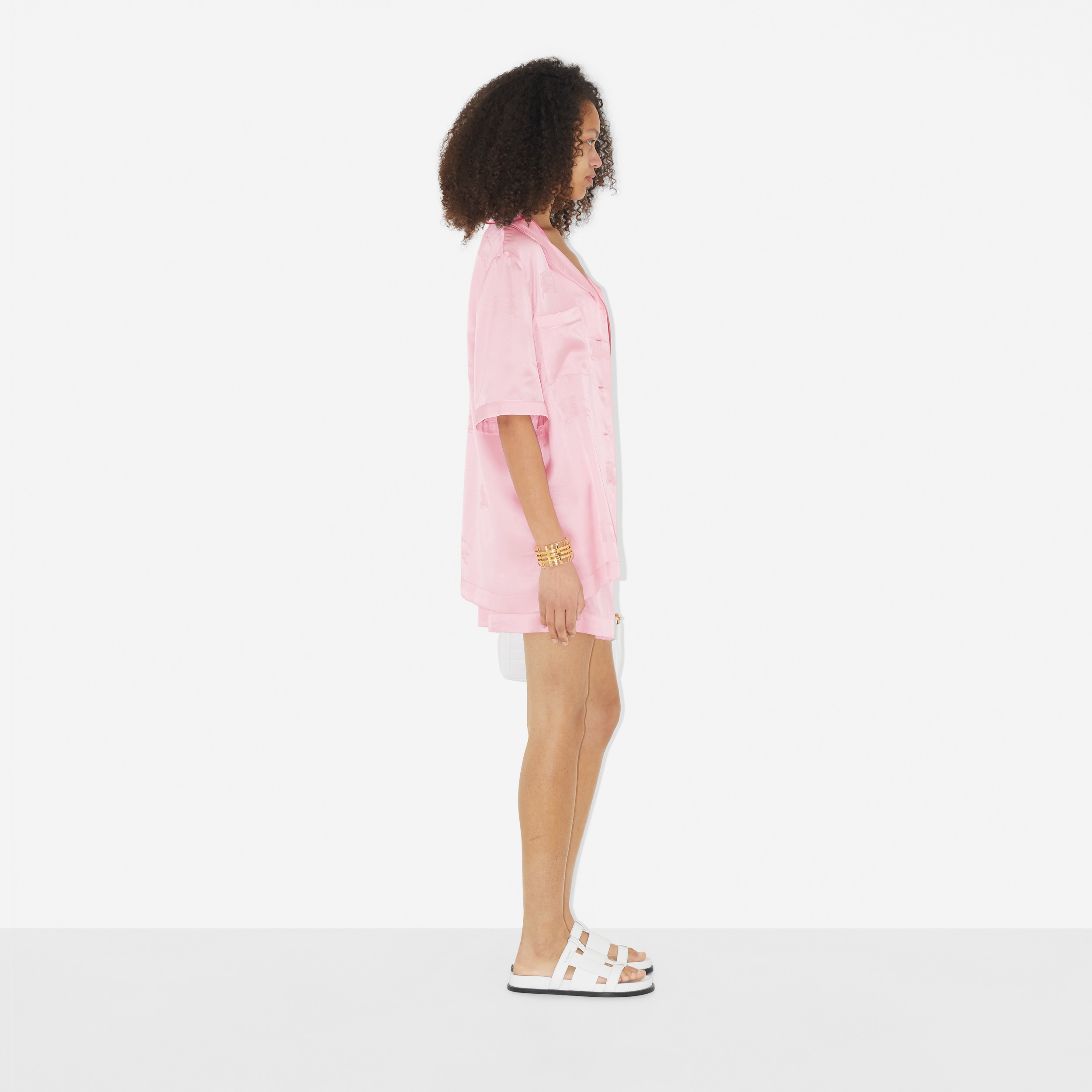 EKD Silk Jacquard Shorts in Soft Blossom - Women | Burberry® Official - 3