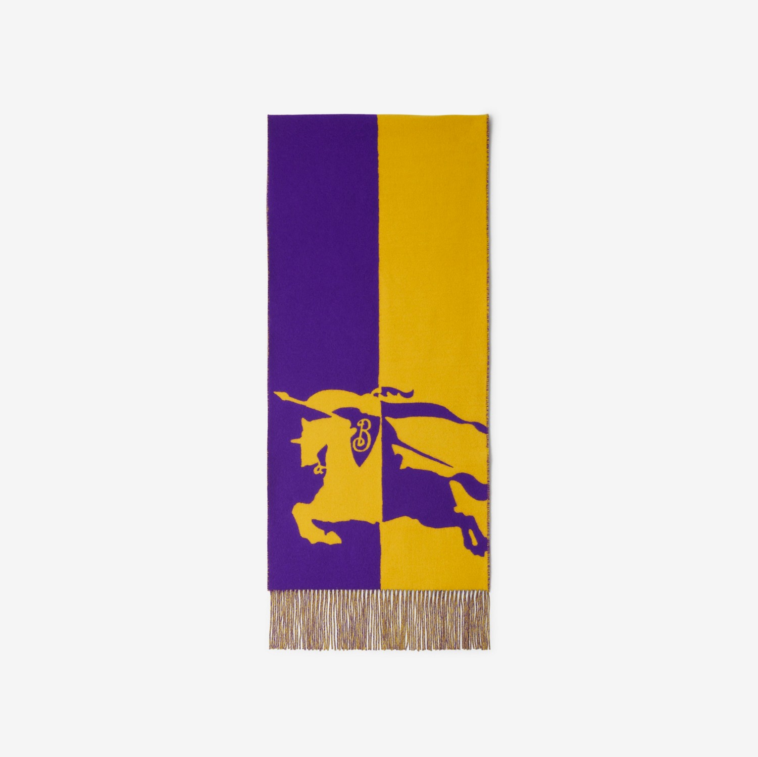 马术骑士徽标羊毛羊绒混纺围巾 (秋梨黄 / 皇室紫) | Burberry® 博柏利官网