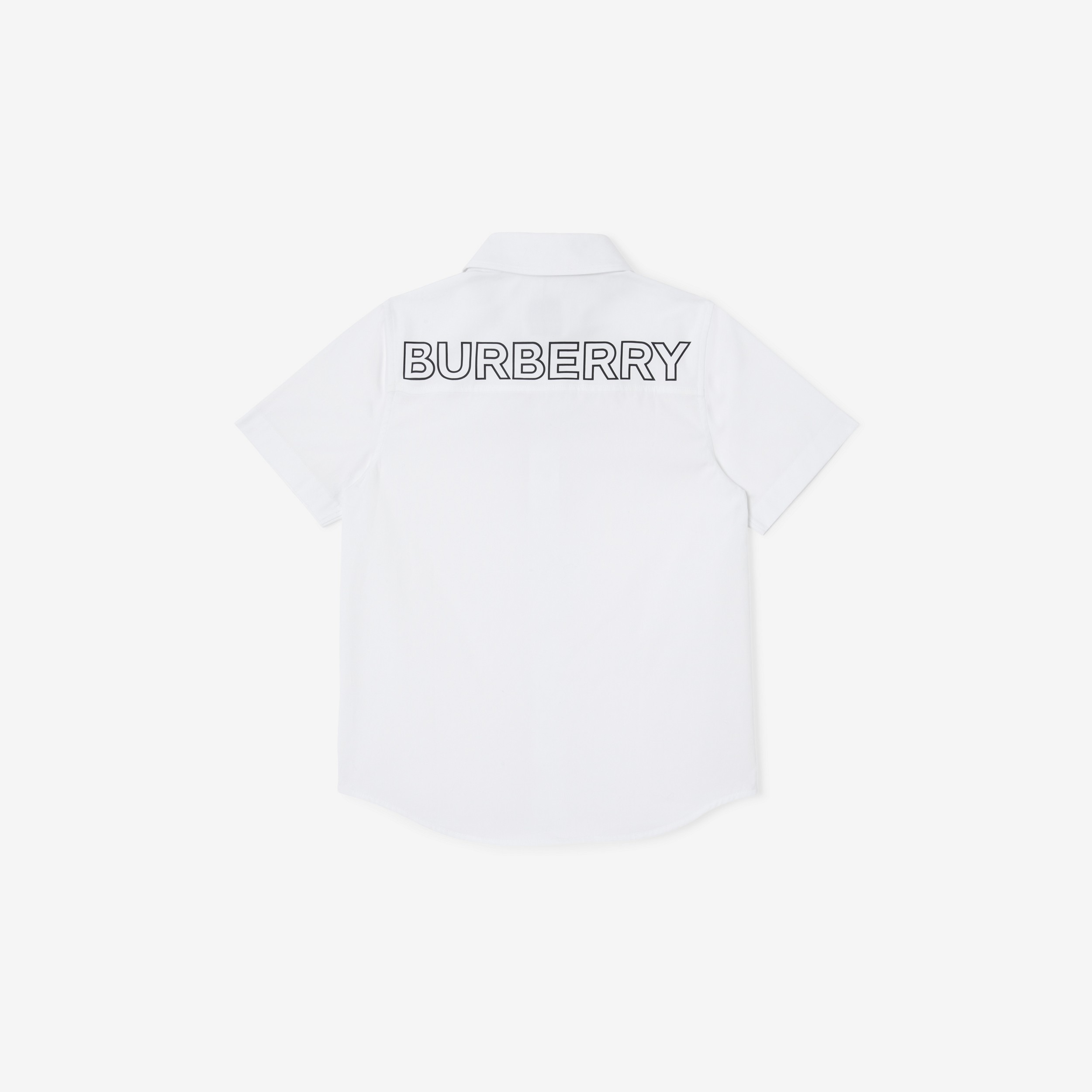 Camicia a maniche corte in cotone stretch con stampa con logo (Bianco) | Sito ufficiale Burberry® - 2