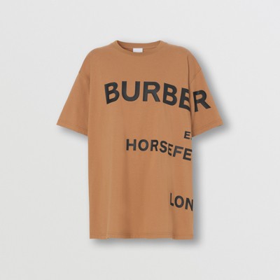 ホースフェリープリント コットン オーバーサイズTシャツ (キャメル) - ウィメンズ | Burberry®公式サイト