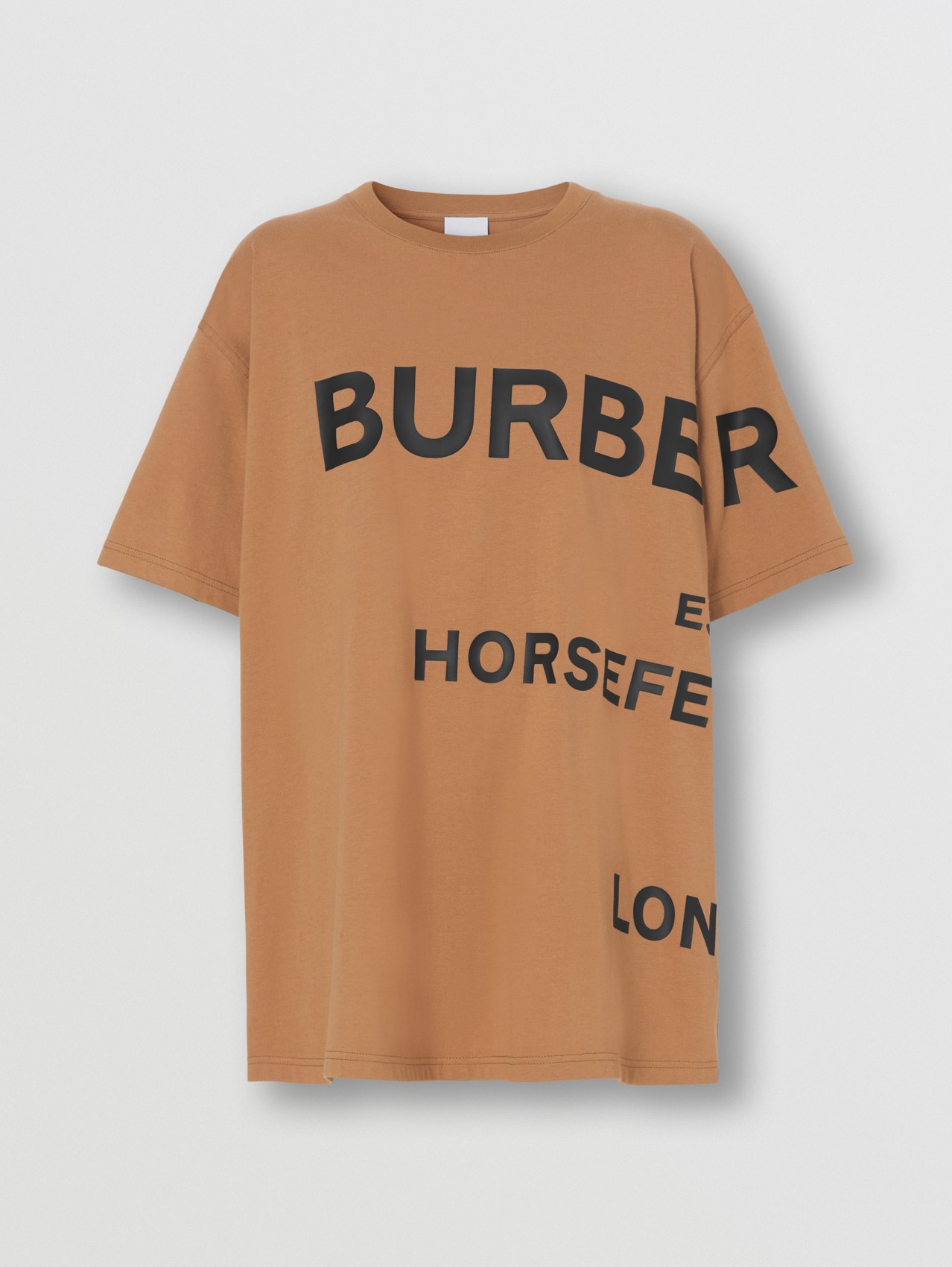 Camiseta oversize de algodão com estampa Horseferry in Camel